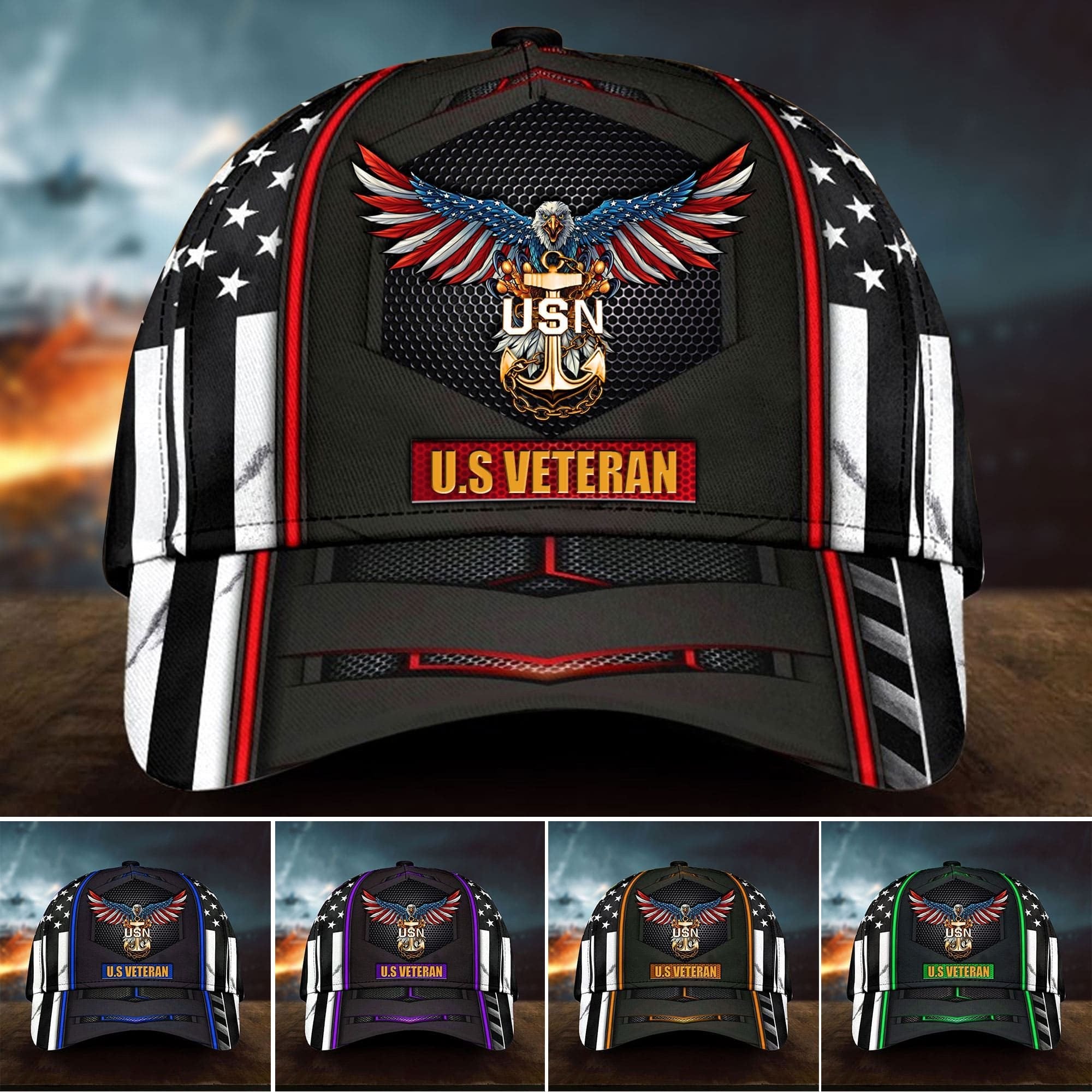 Premium U.S Veteran Cap 3D Multicolor