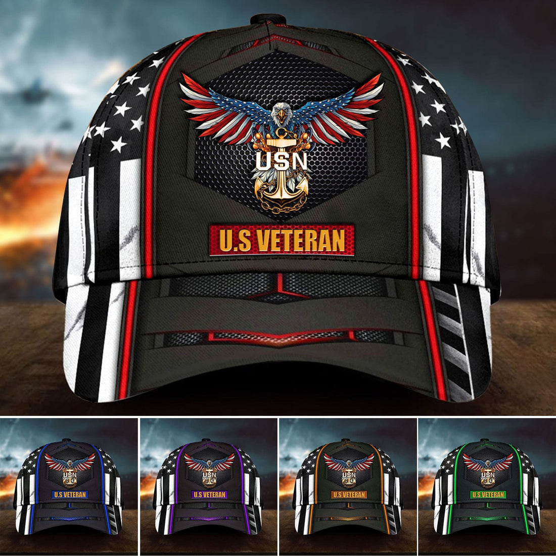 Premium U.S Veteran Cap 3D Multicolor