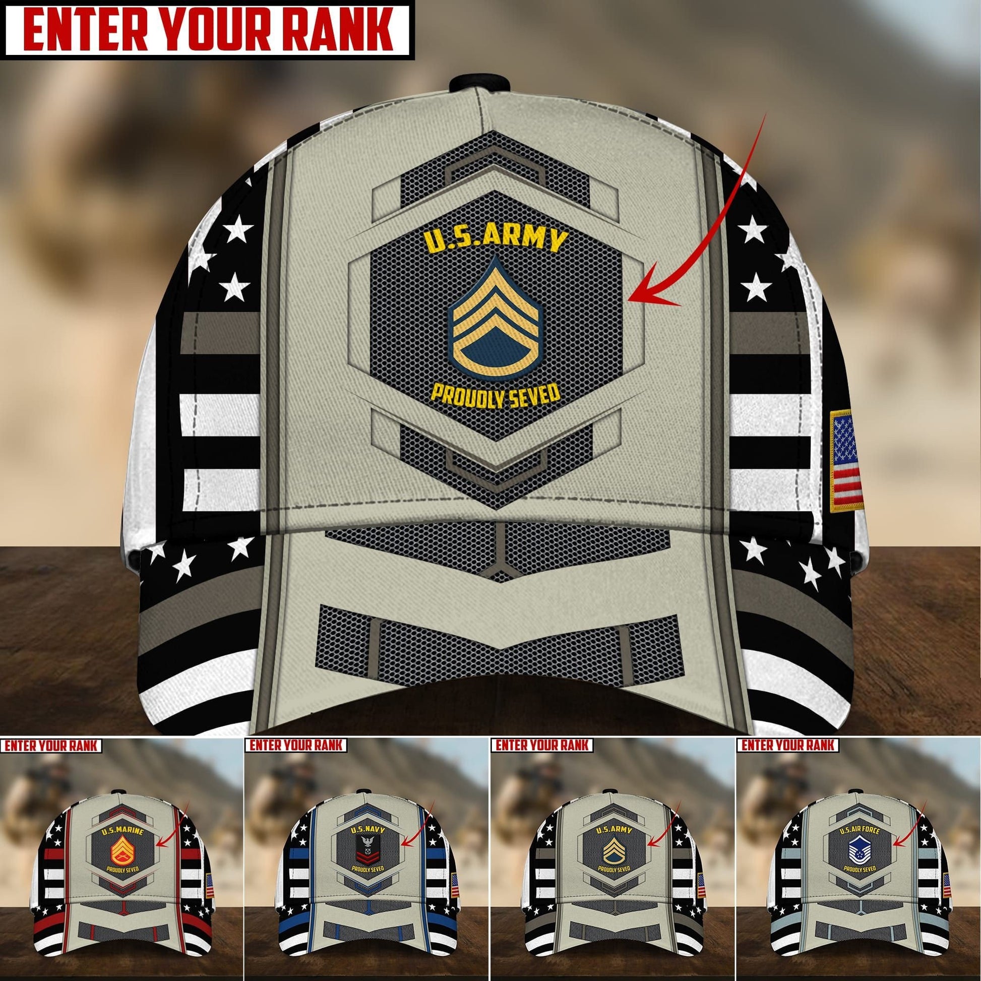 Personalized Unique U.S Veteran 3D Cap PVC281002