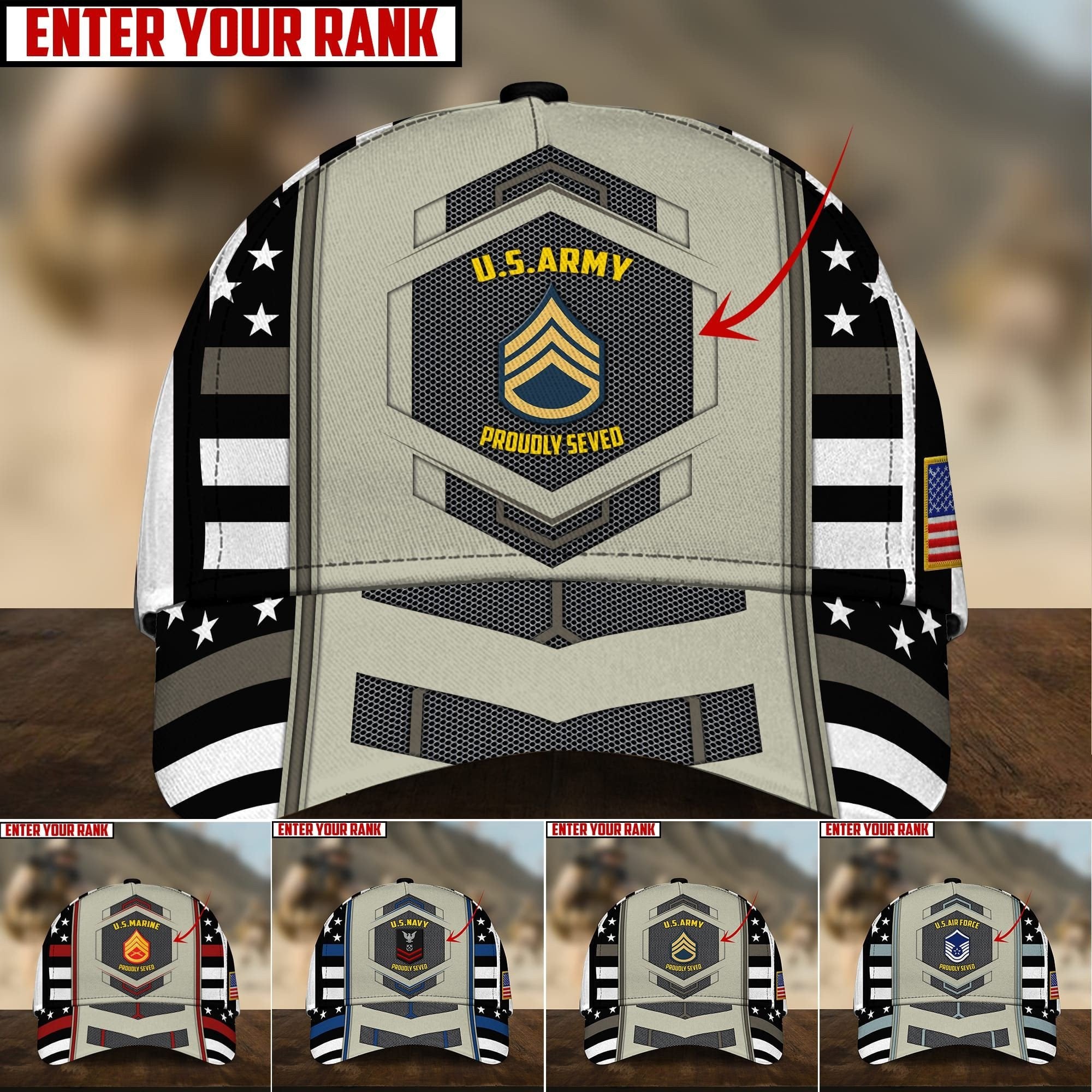 Personalized Unique U.S Veteran 3D Cap PVC281002