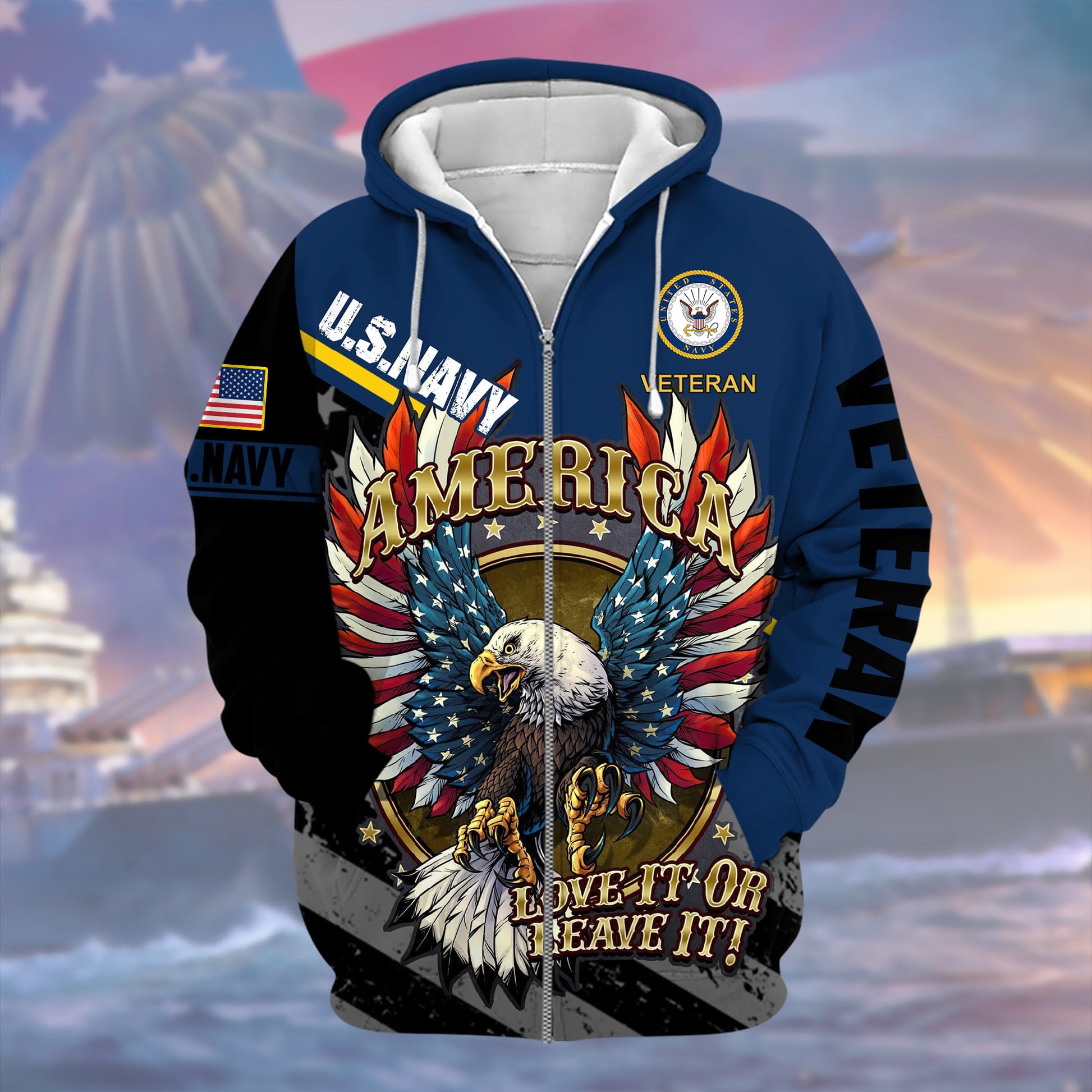 America-Love It Or Leaver It Zip Hoodie PVC041101