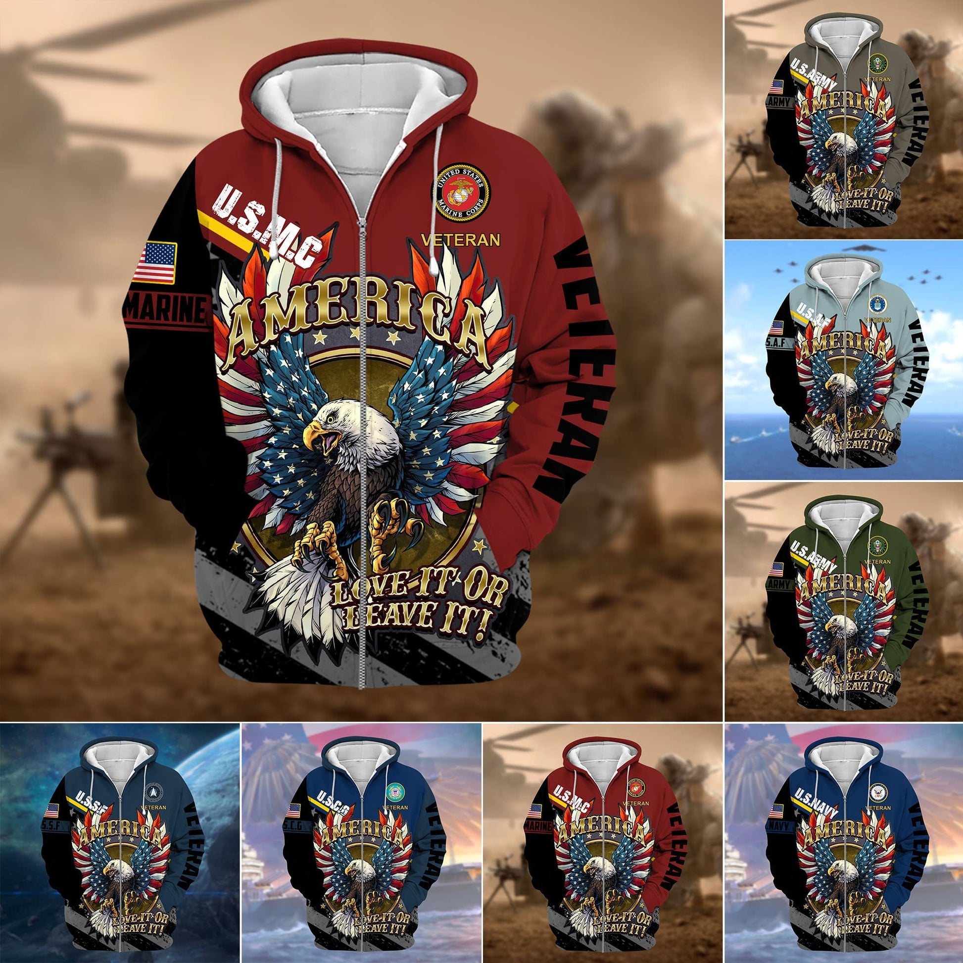 America-Love It Or Leaver It Zip Hoodie PVC041101