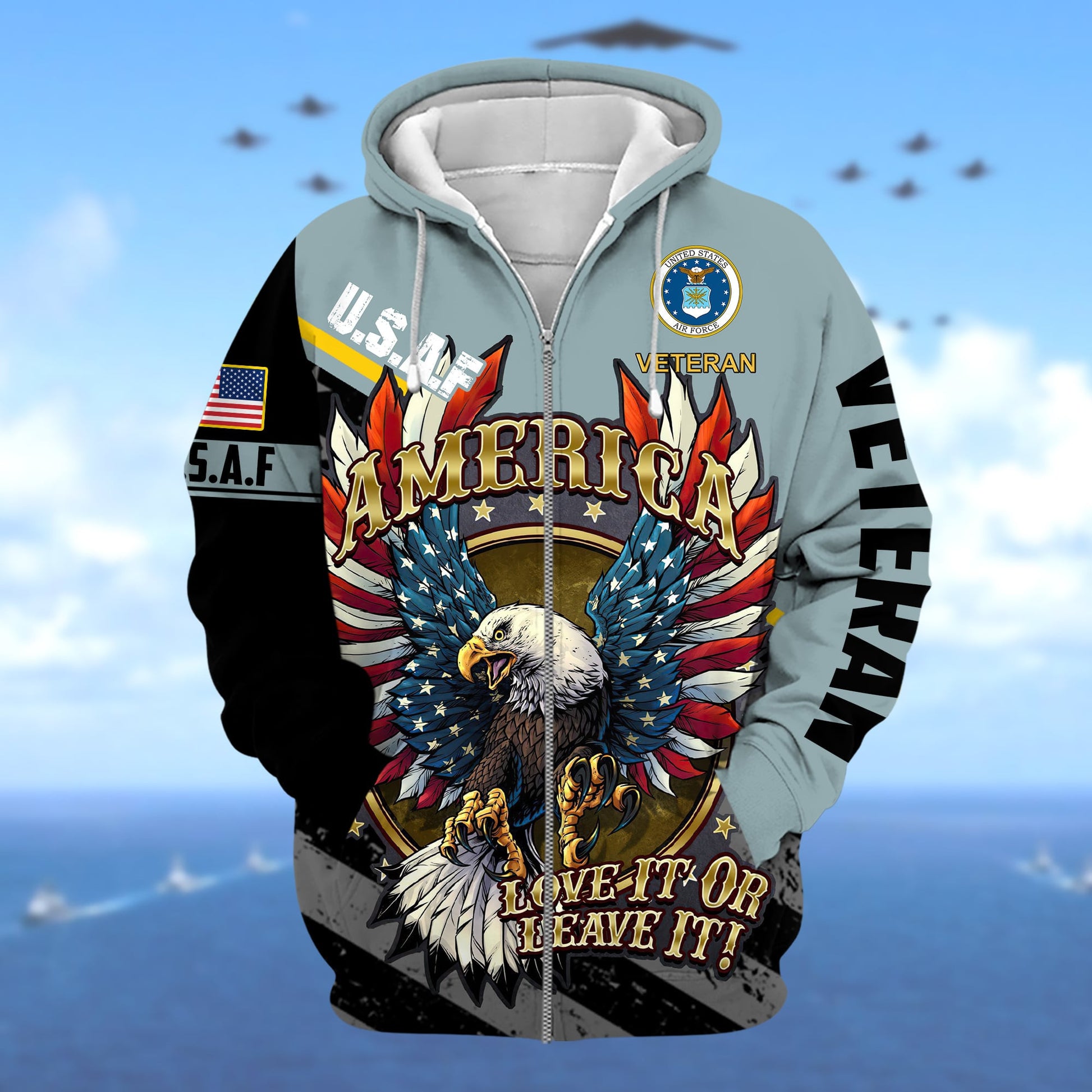 America-Love It Or Leaver It Zip Hoodie PVC041101