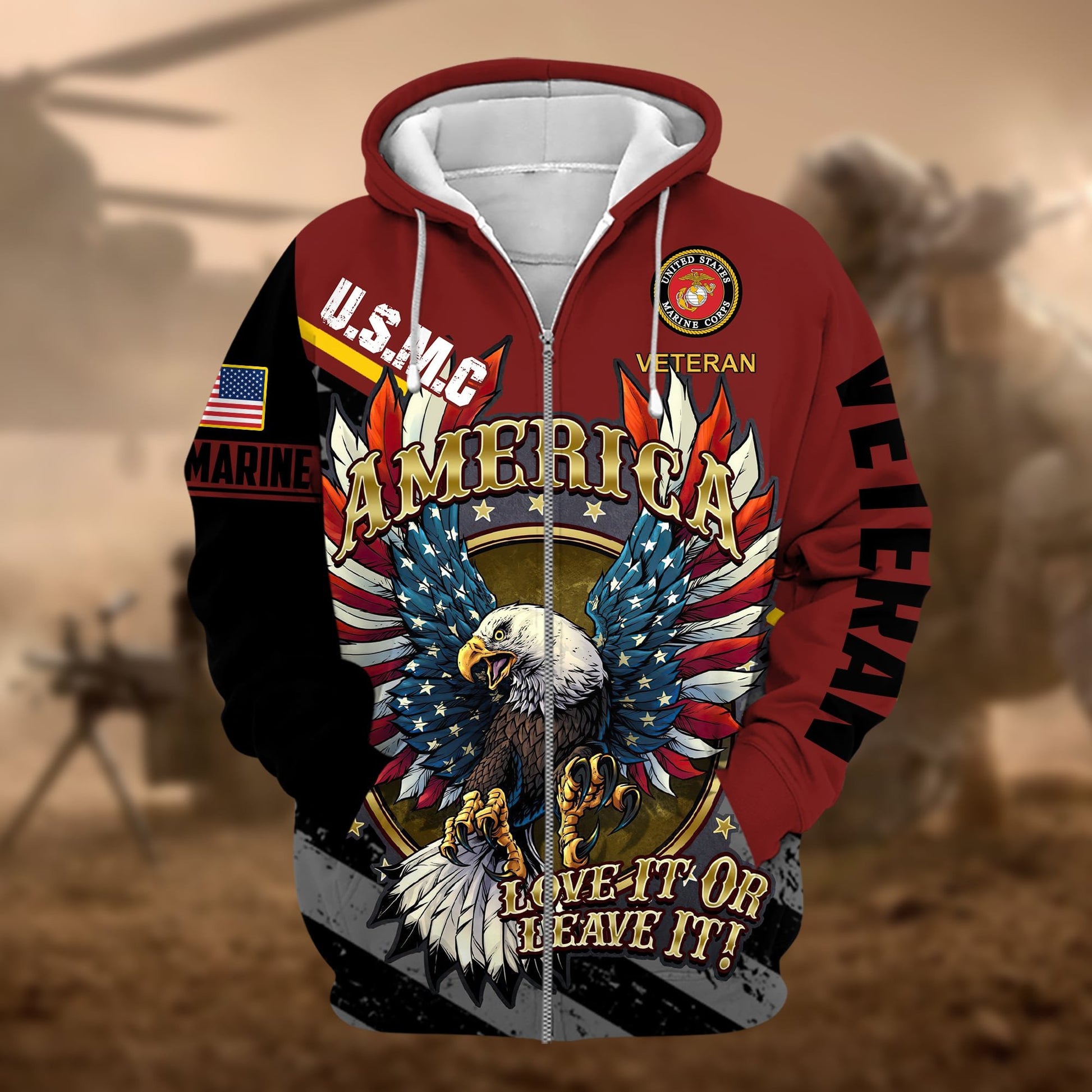 America-Love It Or Leaver It Zip Hoodie PVC041101