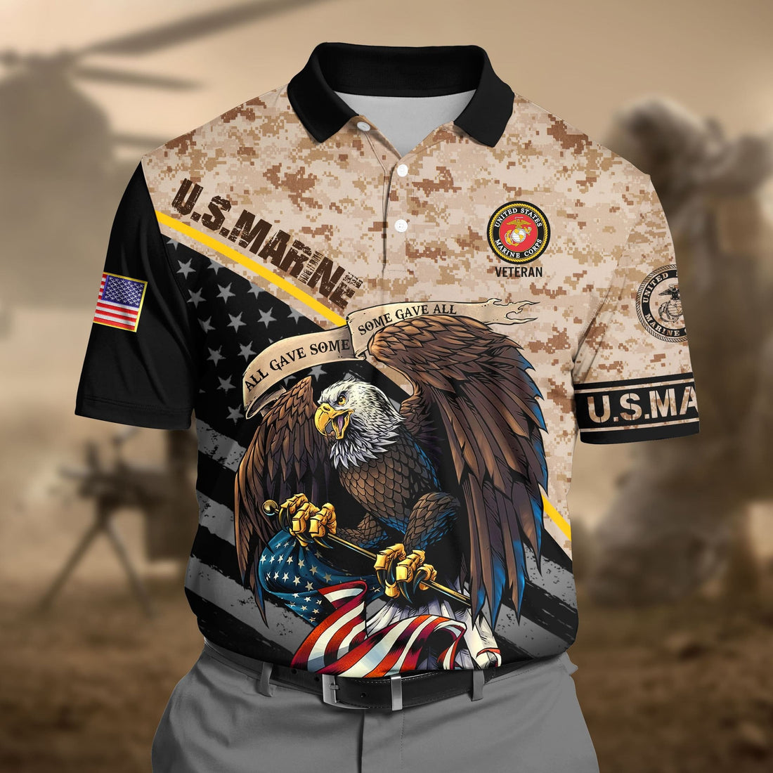 Premium U.S Marine Pattern 2 3D Polo All Over Printed DDD160602MT