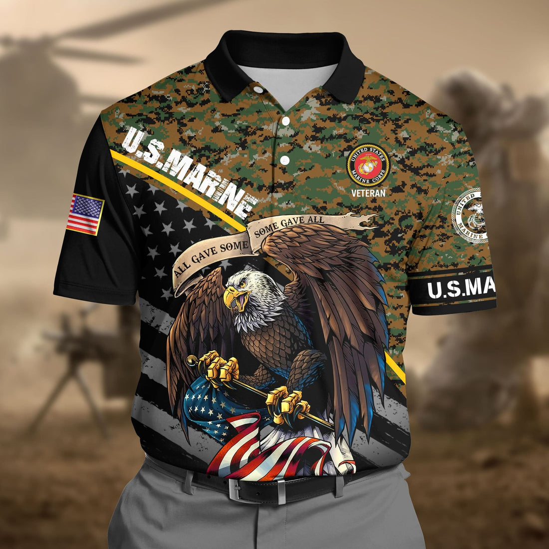 Premium U.S Marine Pattern 1 3D Polo All Over Printed DDD160602MT
