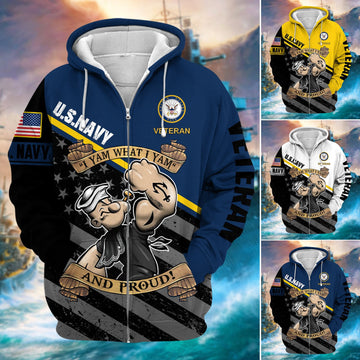 Unique I Yam What I Yam U.S Navy And Proud Zip Hoodie PVC121101