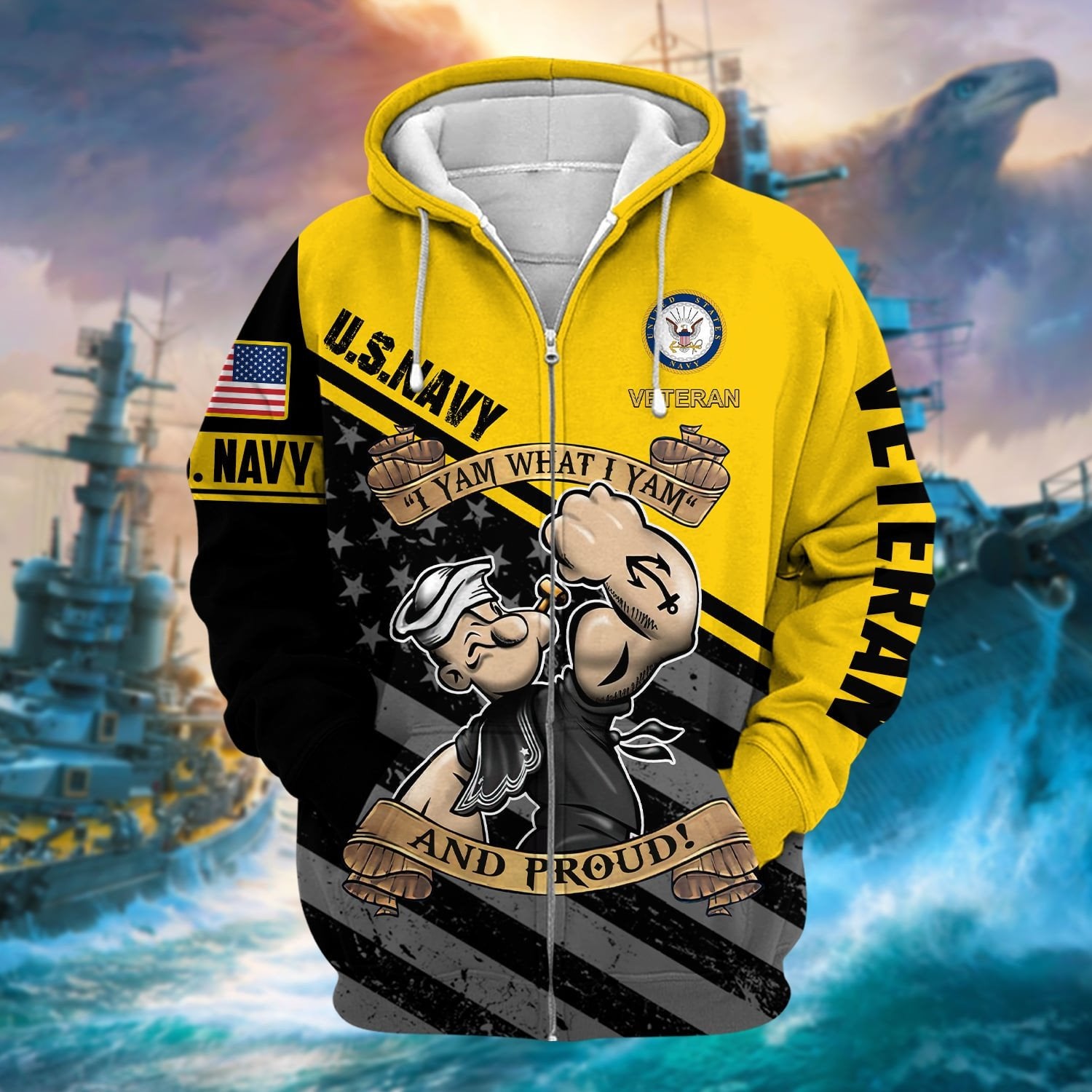Unique I Yam What I Yam U.S Navy And Proud Zip Hoodie PVC121101