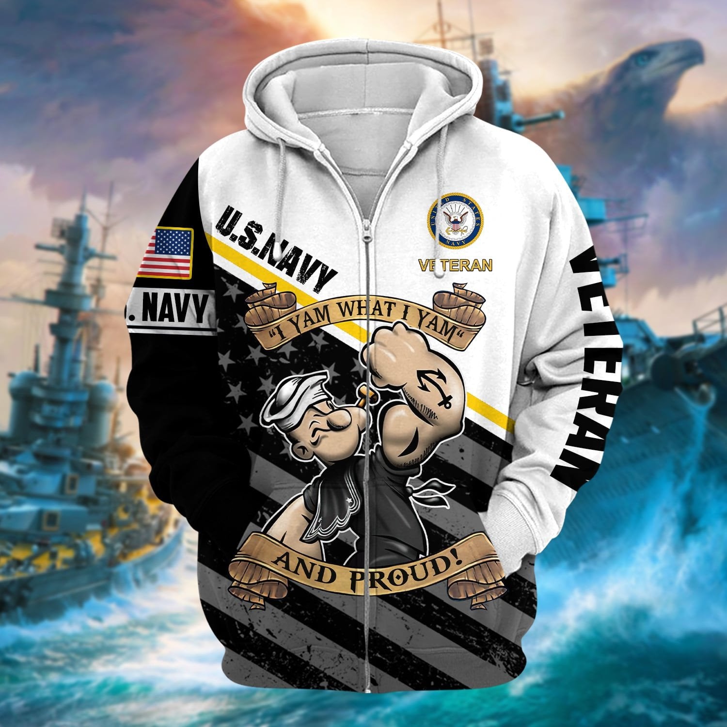 Unique I Yam What I Yam U.S Navy And Proud Zip Hoodie PVC121101