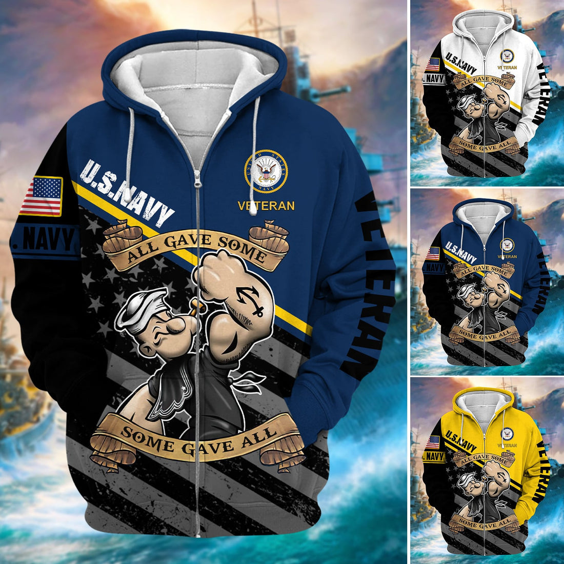 Premium U.S Navy Veteran Zip Hoodie PVC12110101