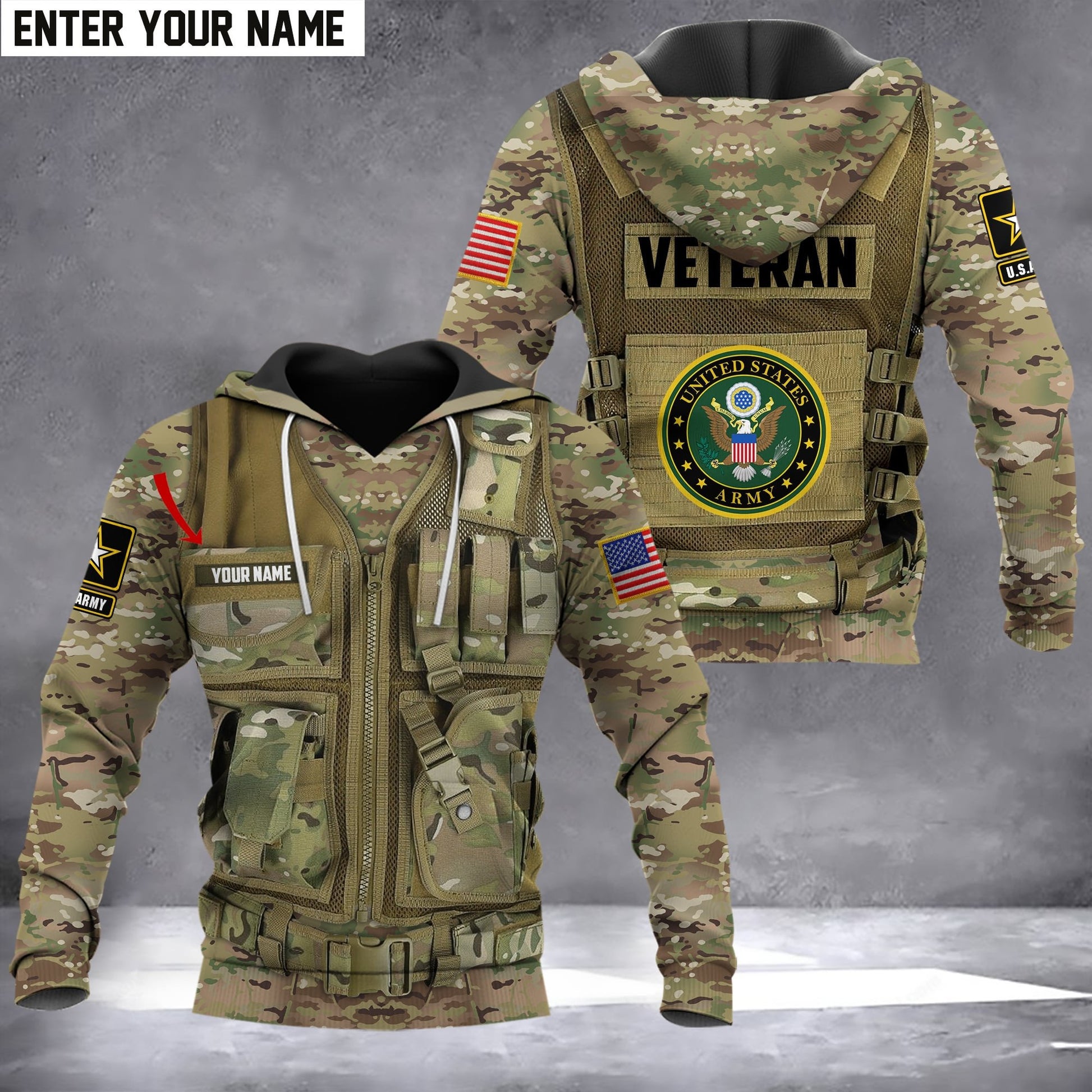 Personalized Name U.S Veteran Hoodie PVC061101
