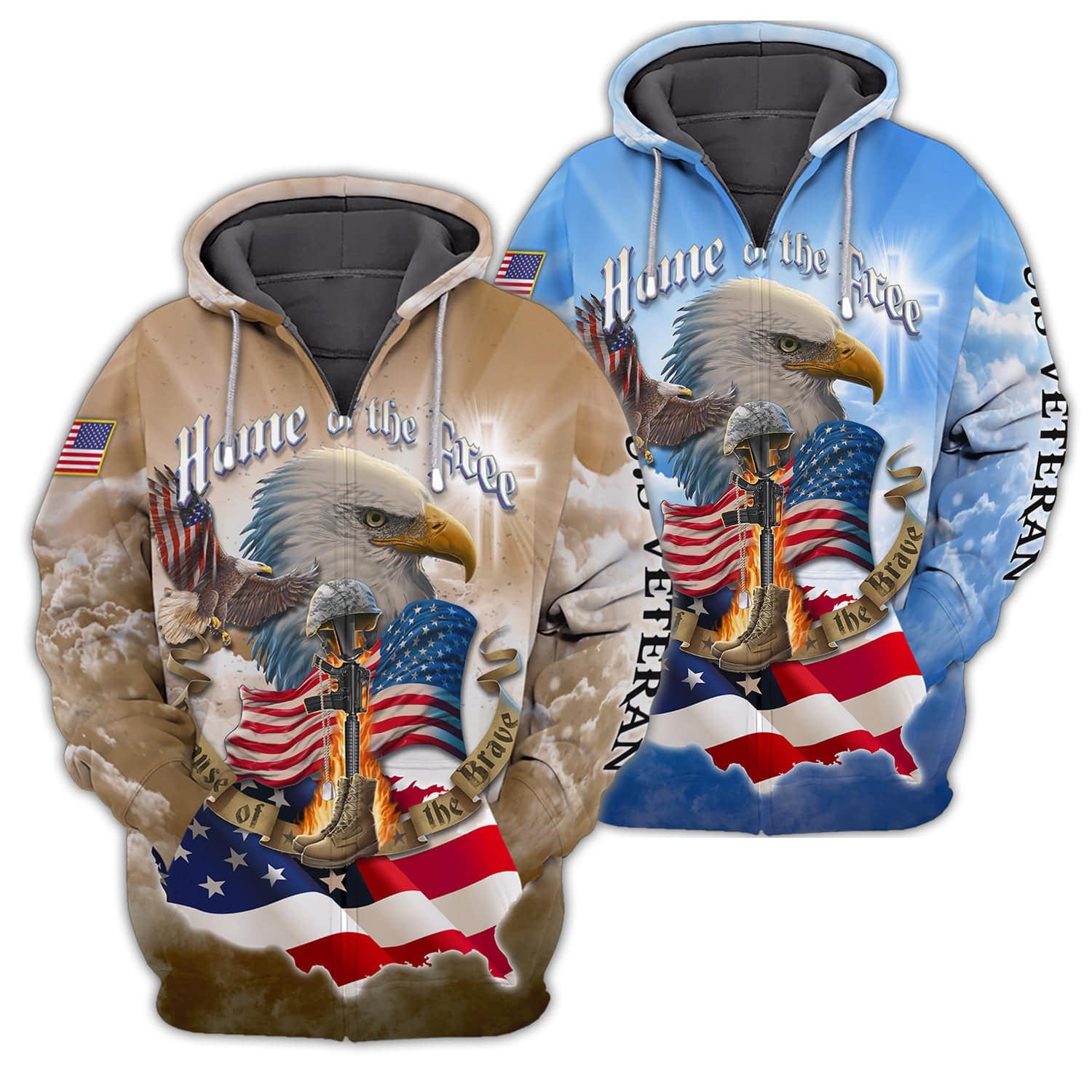 Unique Home Of The Free Because Of The Brave Zip Hoodie PVC221110