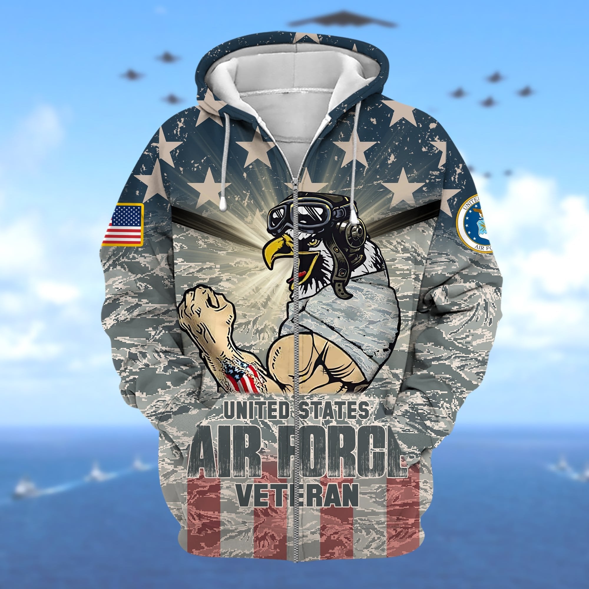 Premium Multiple US Military Services Veteran Zip Hoodie PVC261101