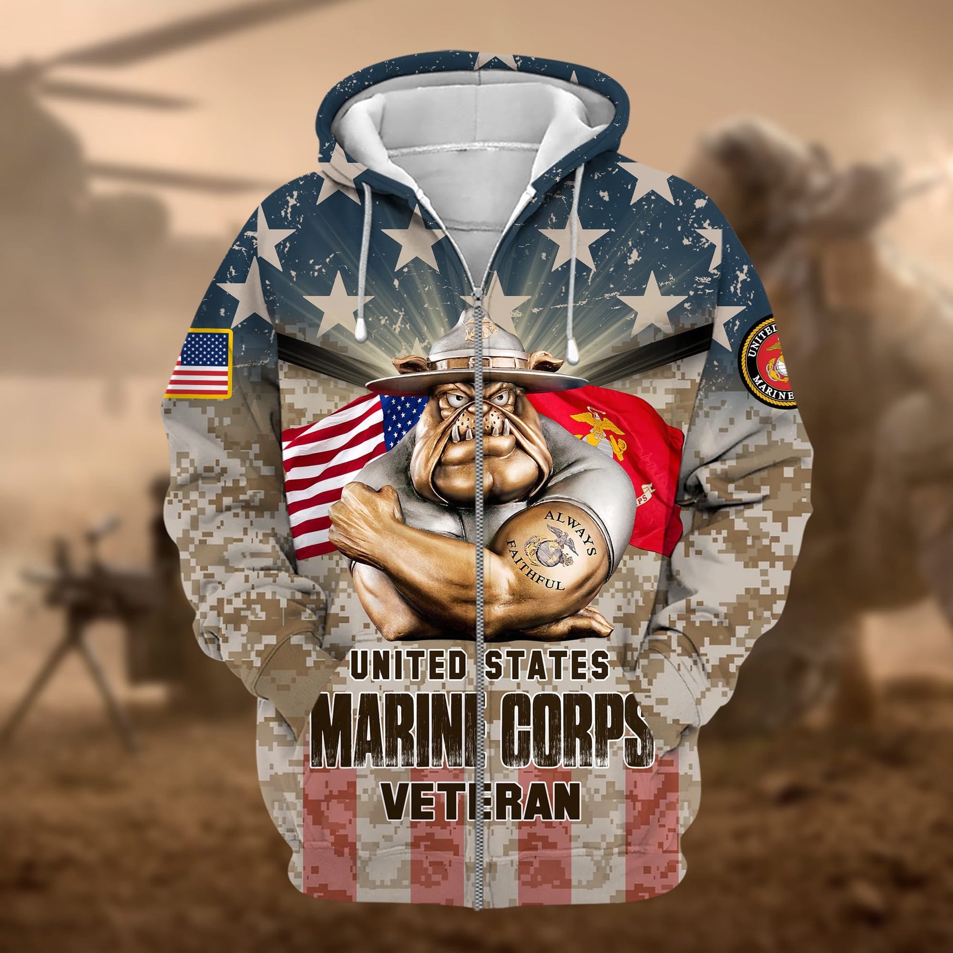 Premium Multiple US Military Services Veteran Zip Hoodie PVC261101