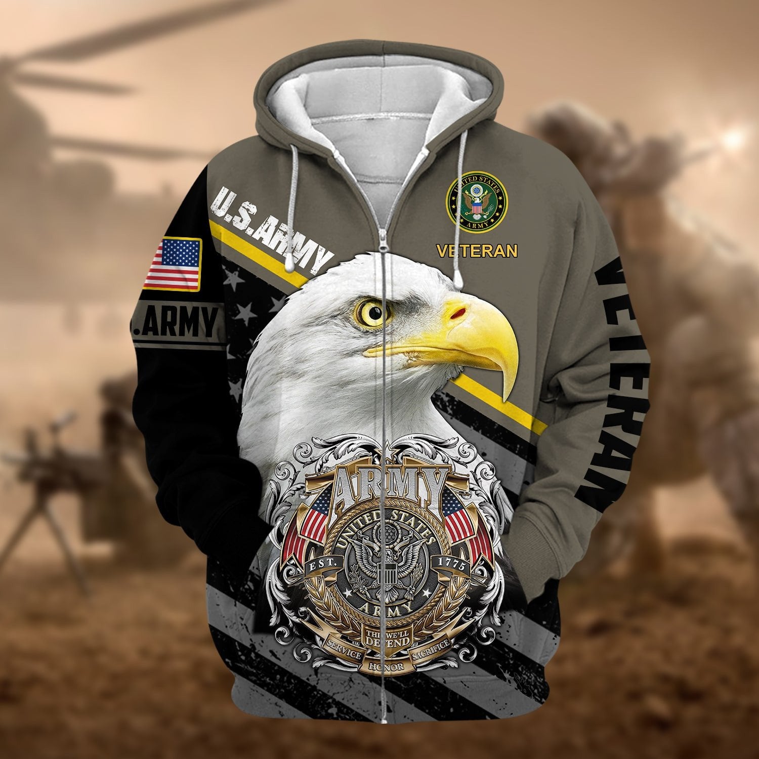 Premium Multiple US Military Services Veteran Zip Hoodie PVC291101