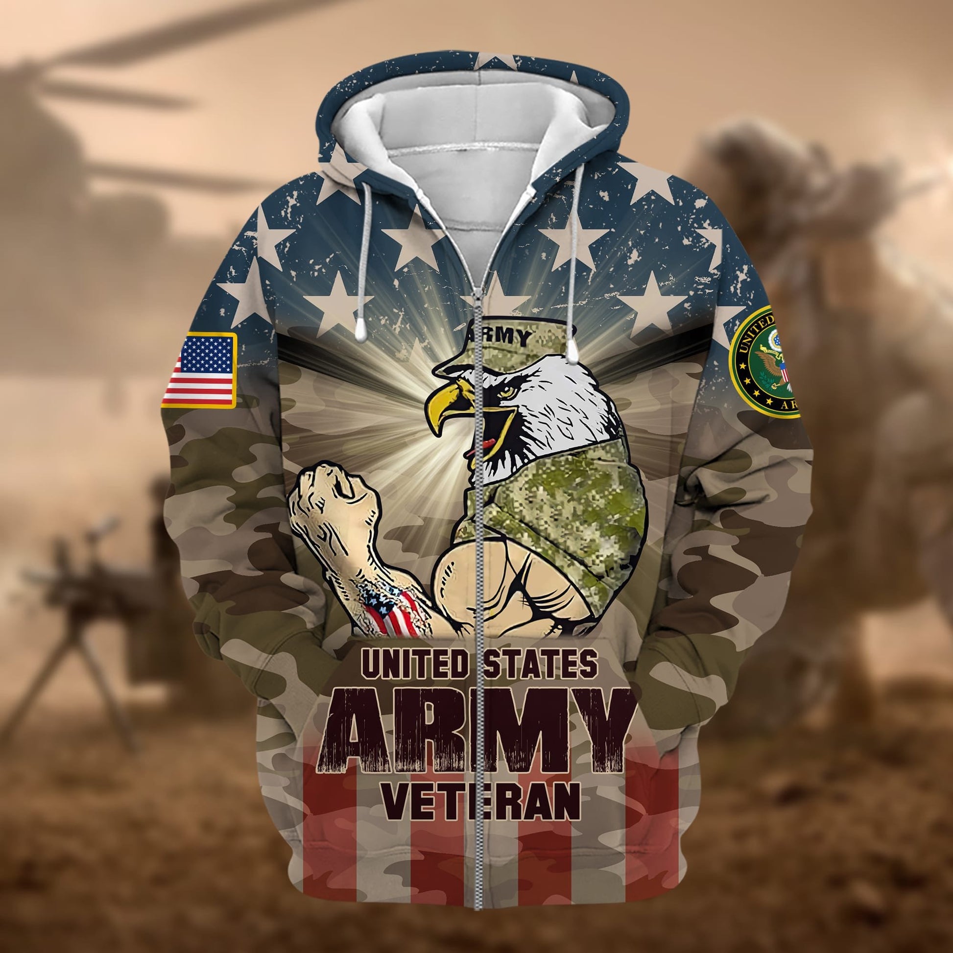 Premium Multiple US Military Services Veteran Zip Hoodie PVC261101