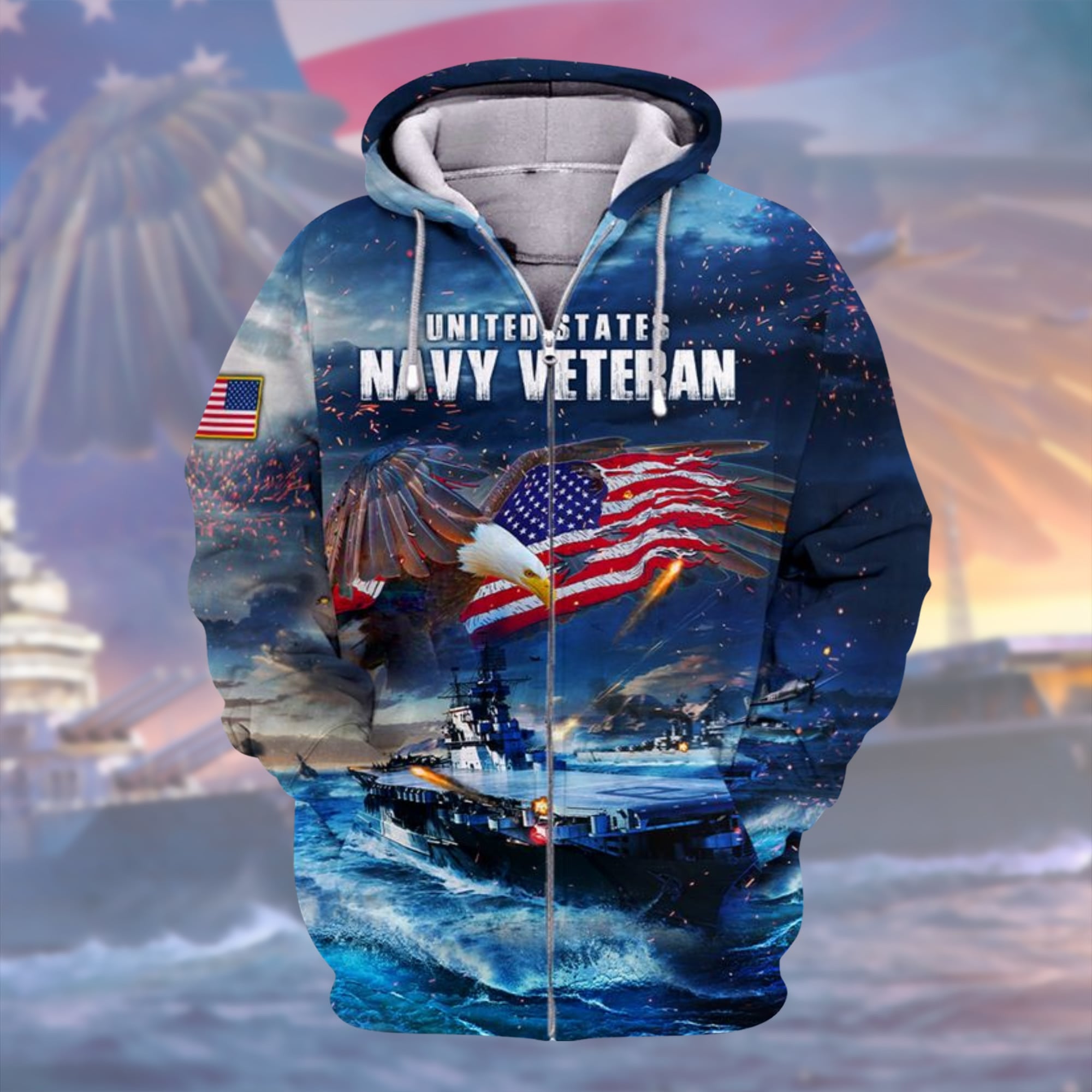 Premium U.S Navy Veteran Collection Zip Hoodie PVC291102