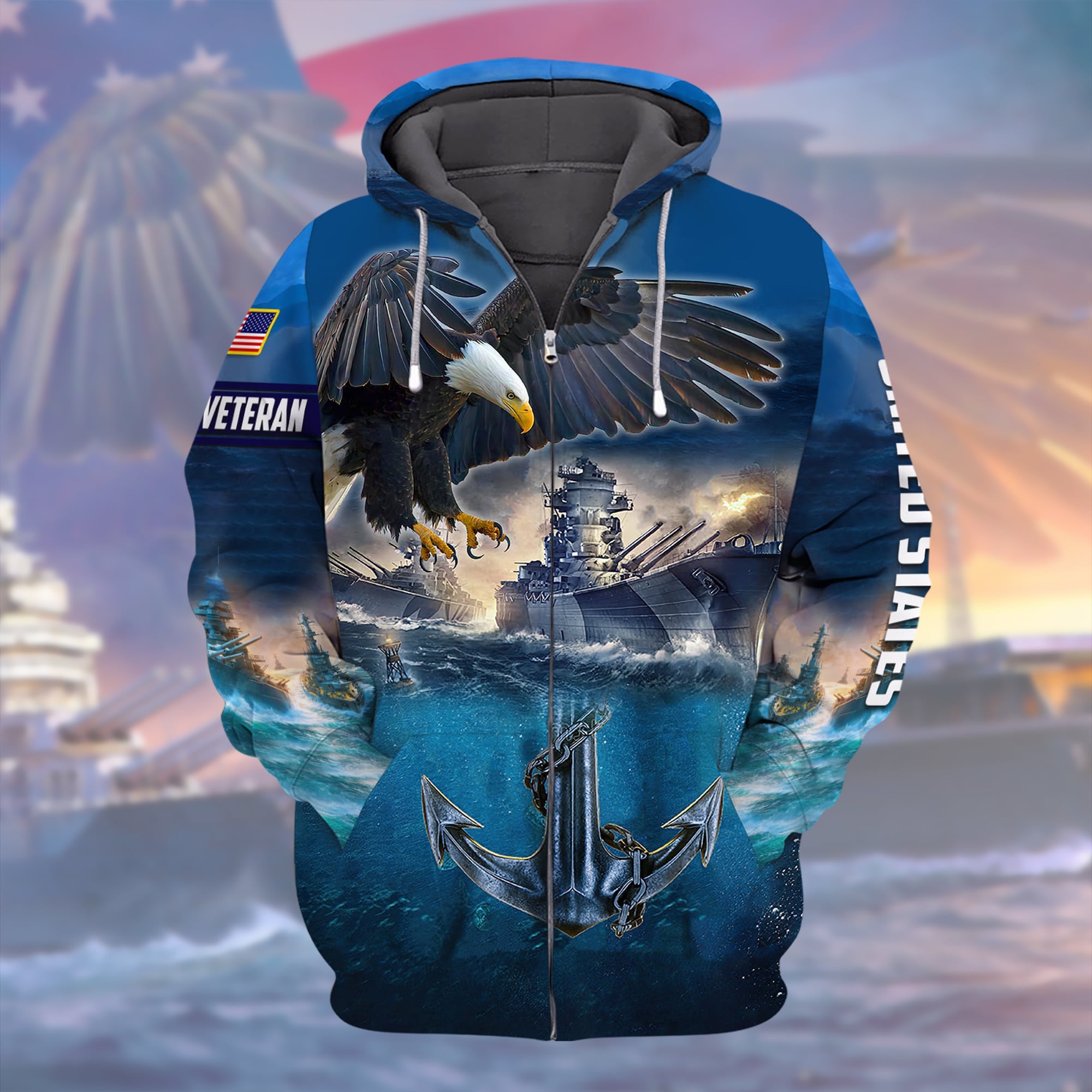 Premium U.S Navy Veteran Collection Zip Hoodie PVC291102