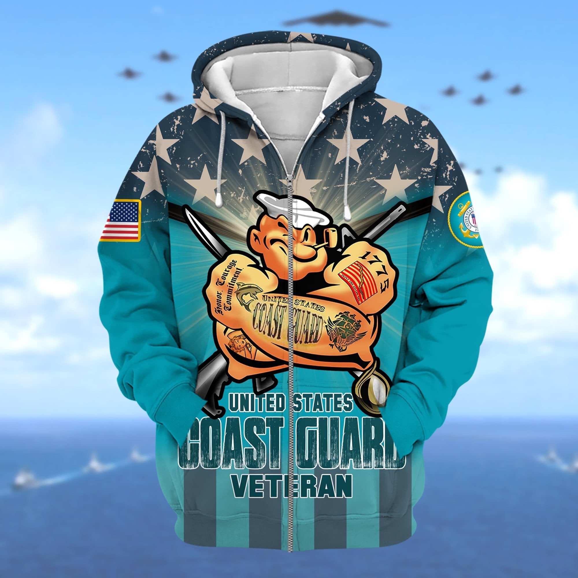 Premium Multiple US Military Services Veteran Zip Hoodie PVC261101