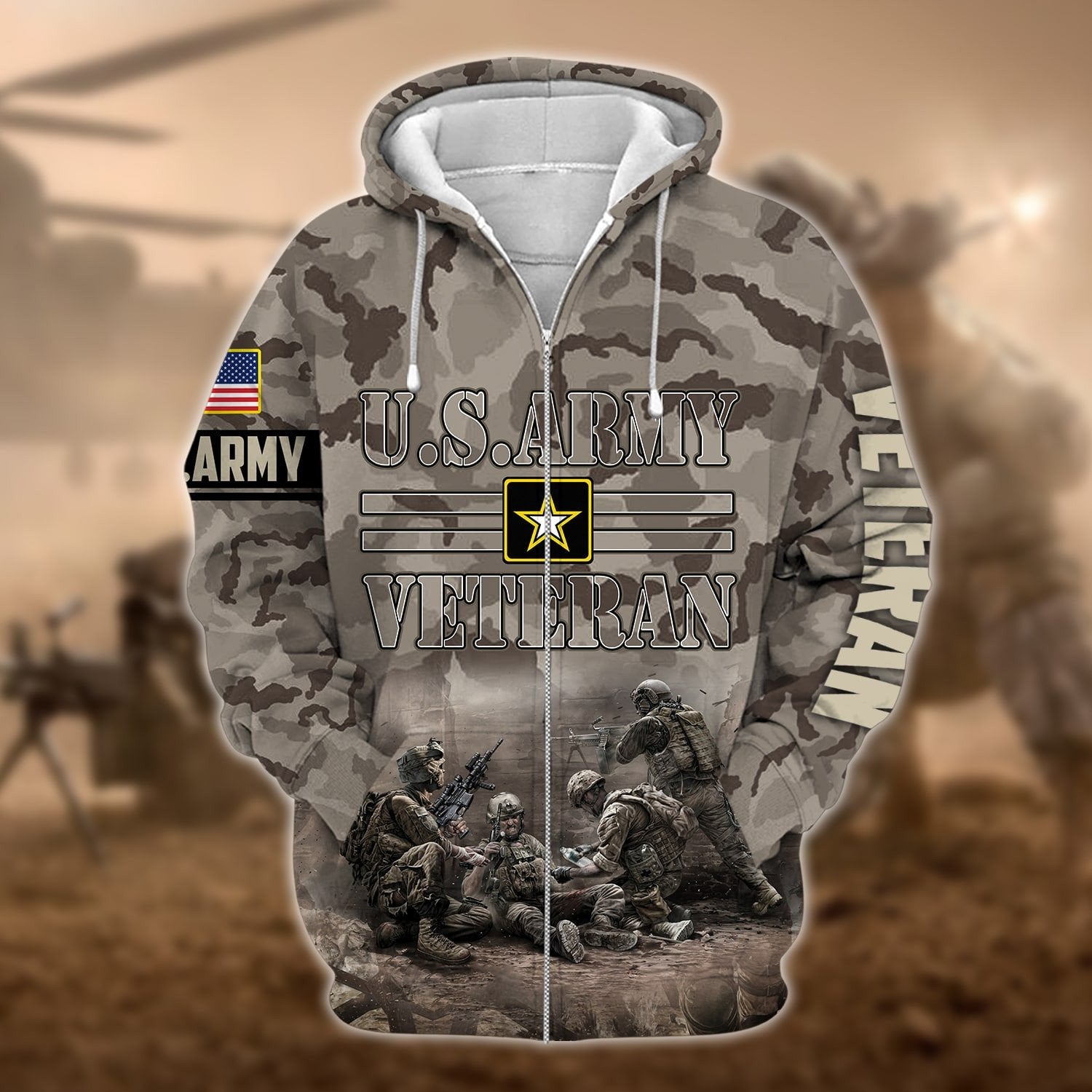 Premium U.S.ARMY Veteran Zip Hoodie PVC301102