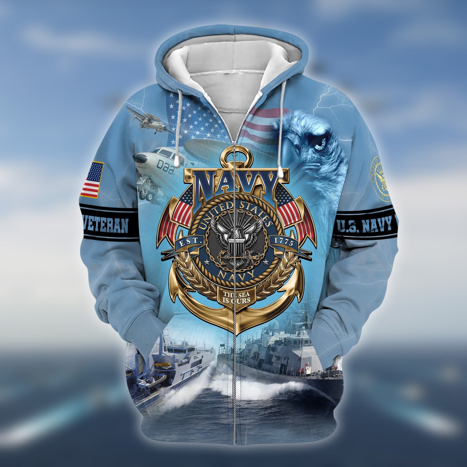 Premium Multiple US Military Services Veteran Zip Hoodie PVC231103