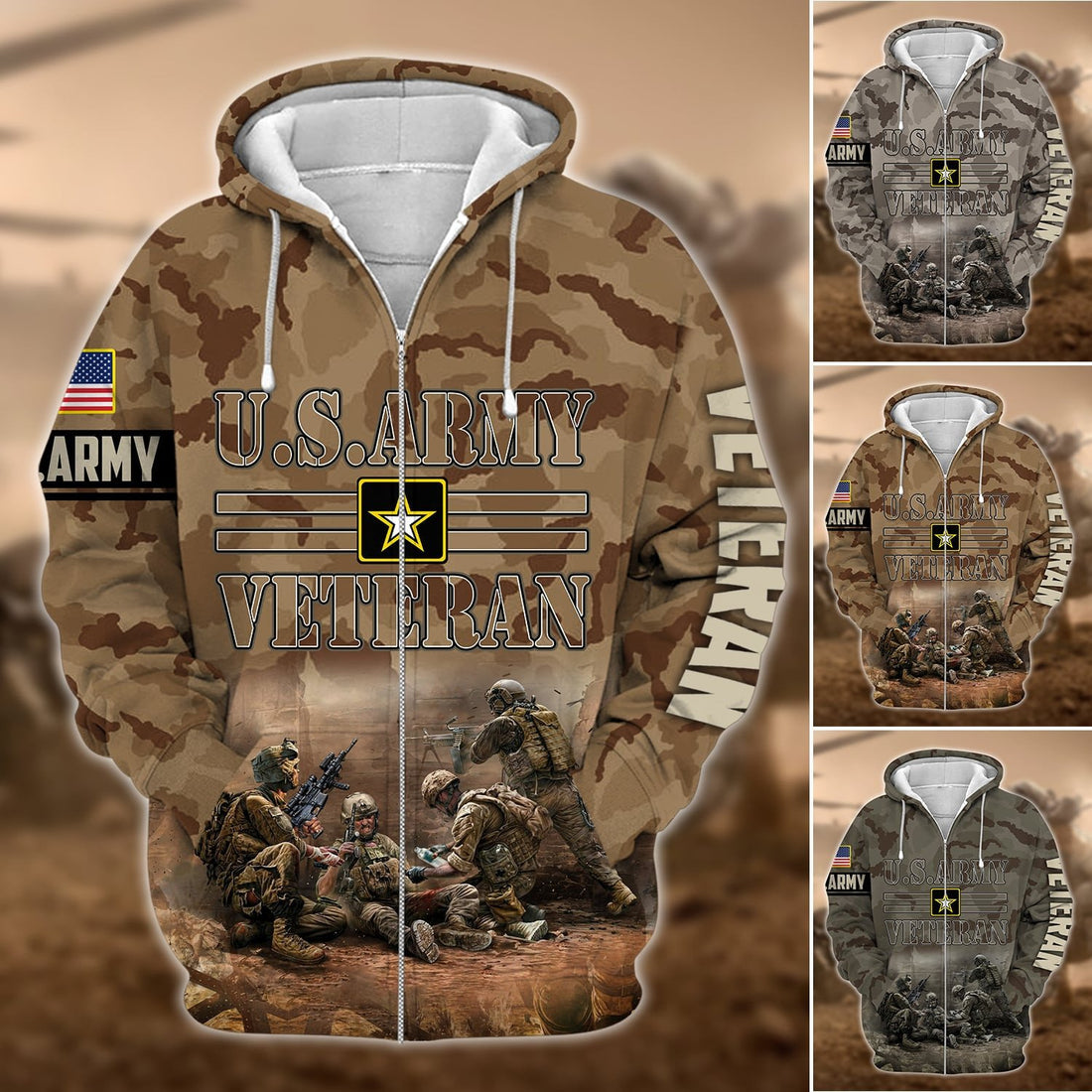 Premium U.S.ARMY Veteran Zip Hoodie PVC301102