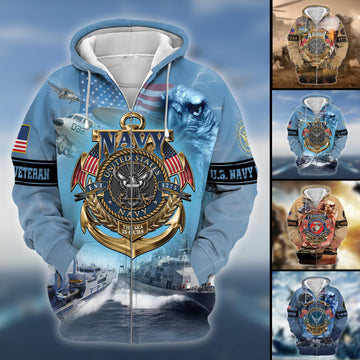 Premium Multiple US Military Services Veteran Zip Hoodie PVC231103