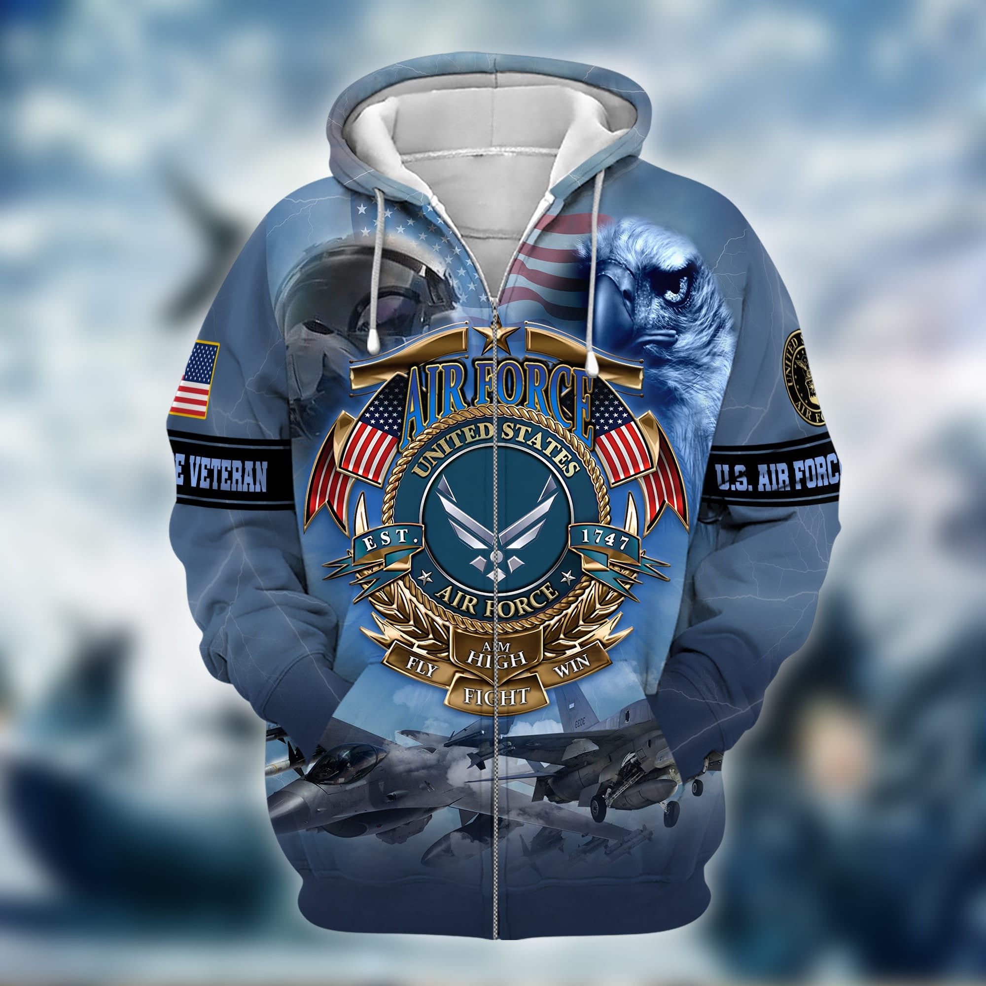 Premium Multiple US Military Services Veteran Zip Hoodie PVC231103