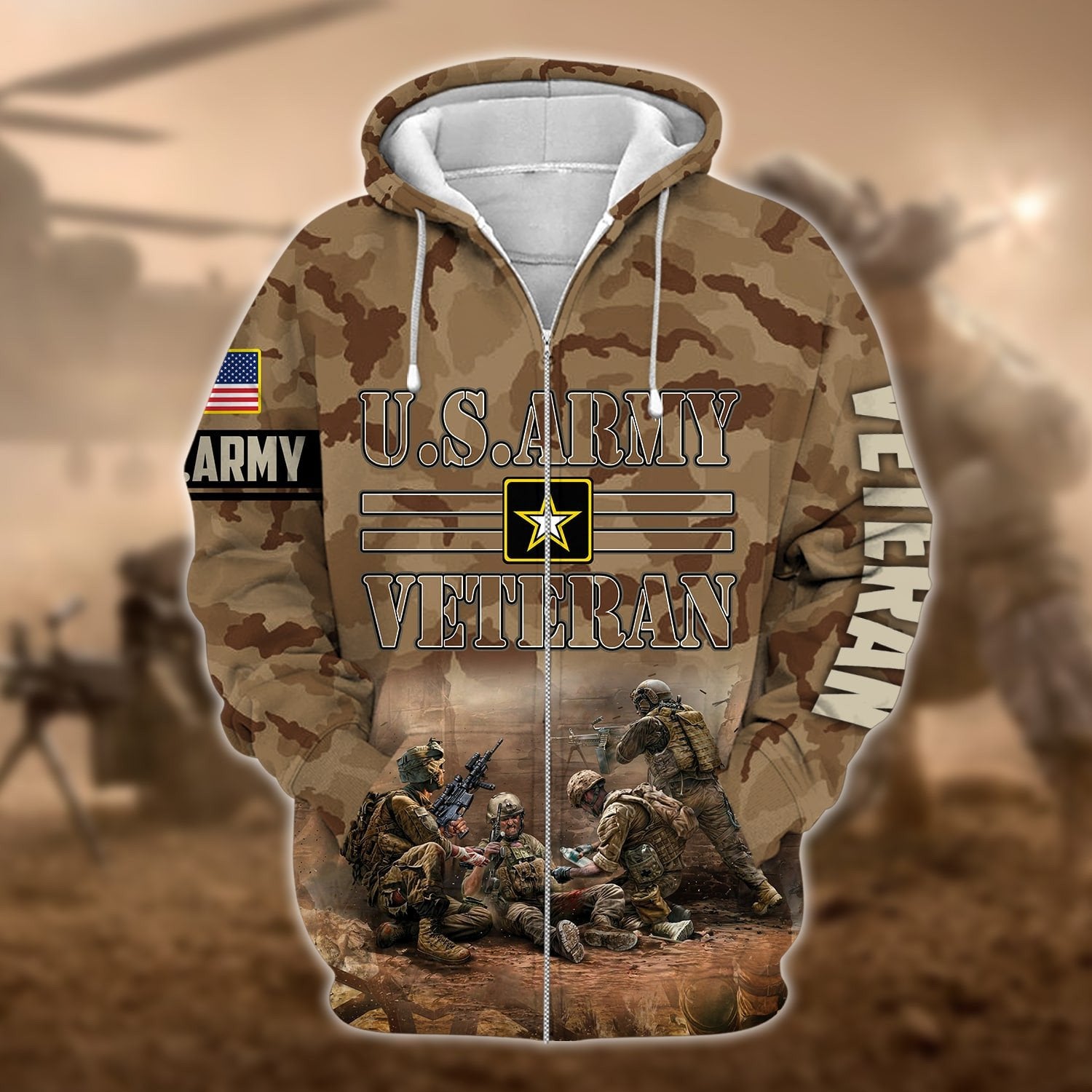 Premium U.S.ARMY Veteran Zip Hoodie PVC301102