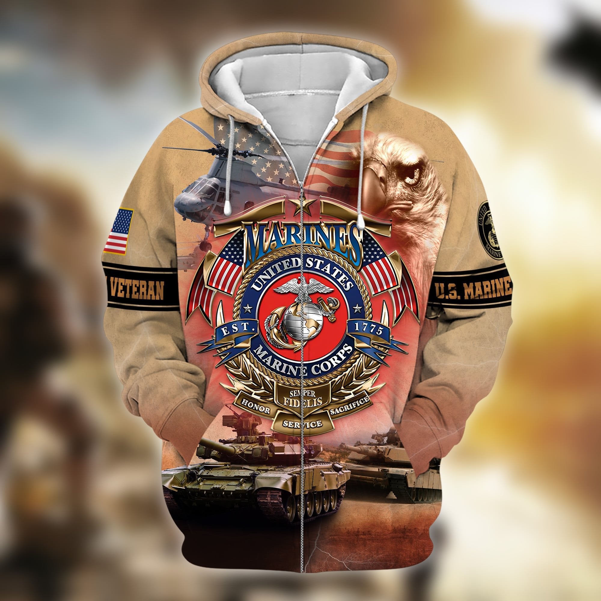 Premium Multiple US Military Services Veteran Zip Hoodie PVC231103