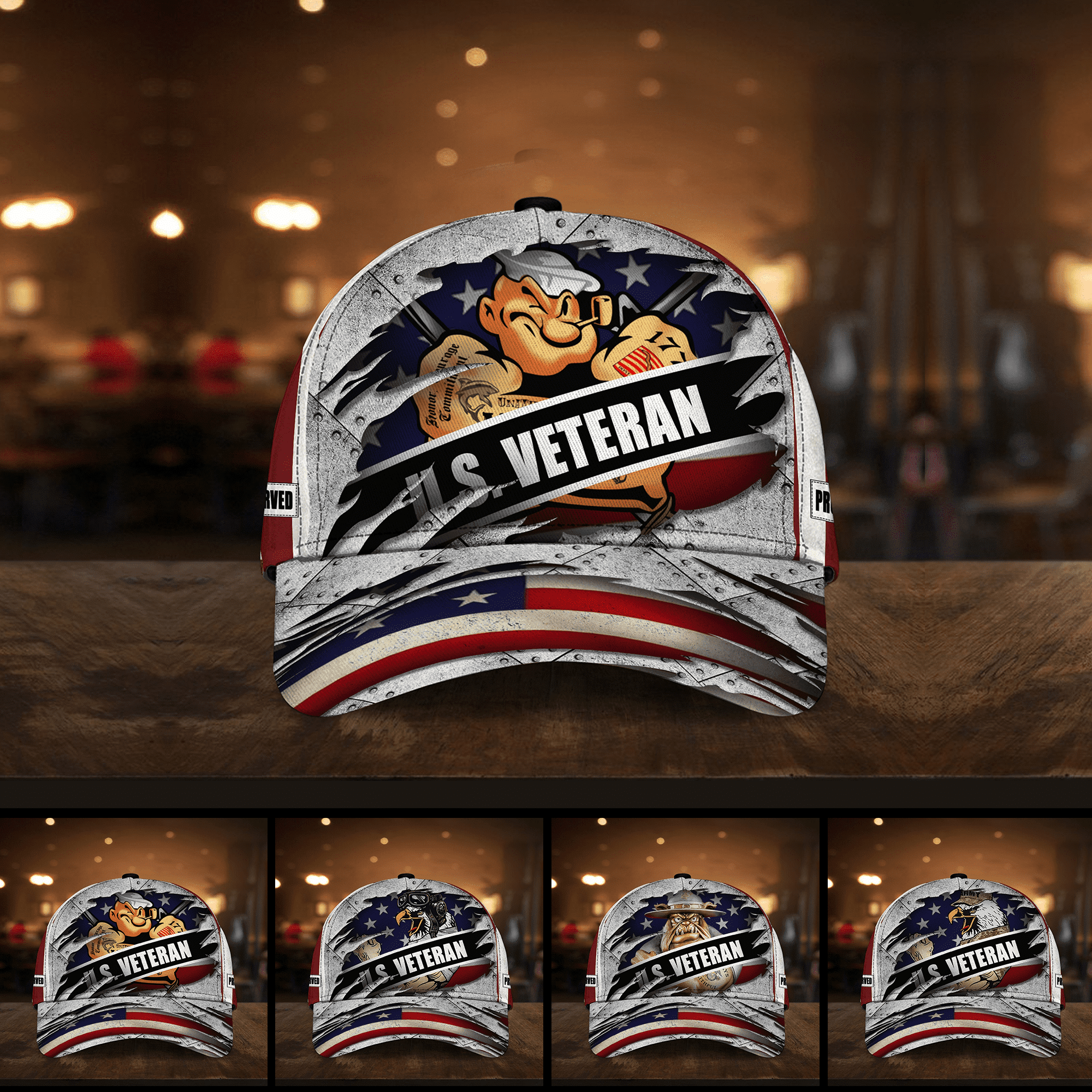 Premium Multiple US Military Services Veteran Cap NVT301001