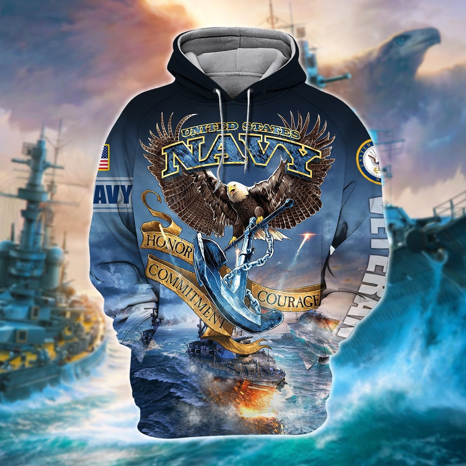 Unique Proud Navy Veteran Zip Hoodie TVN041207