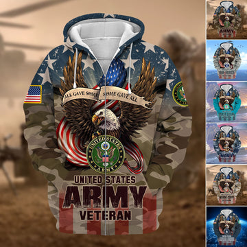 Premium Multiple US Military Services Veteran Zip Hoodie PVC301101