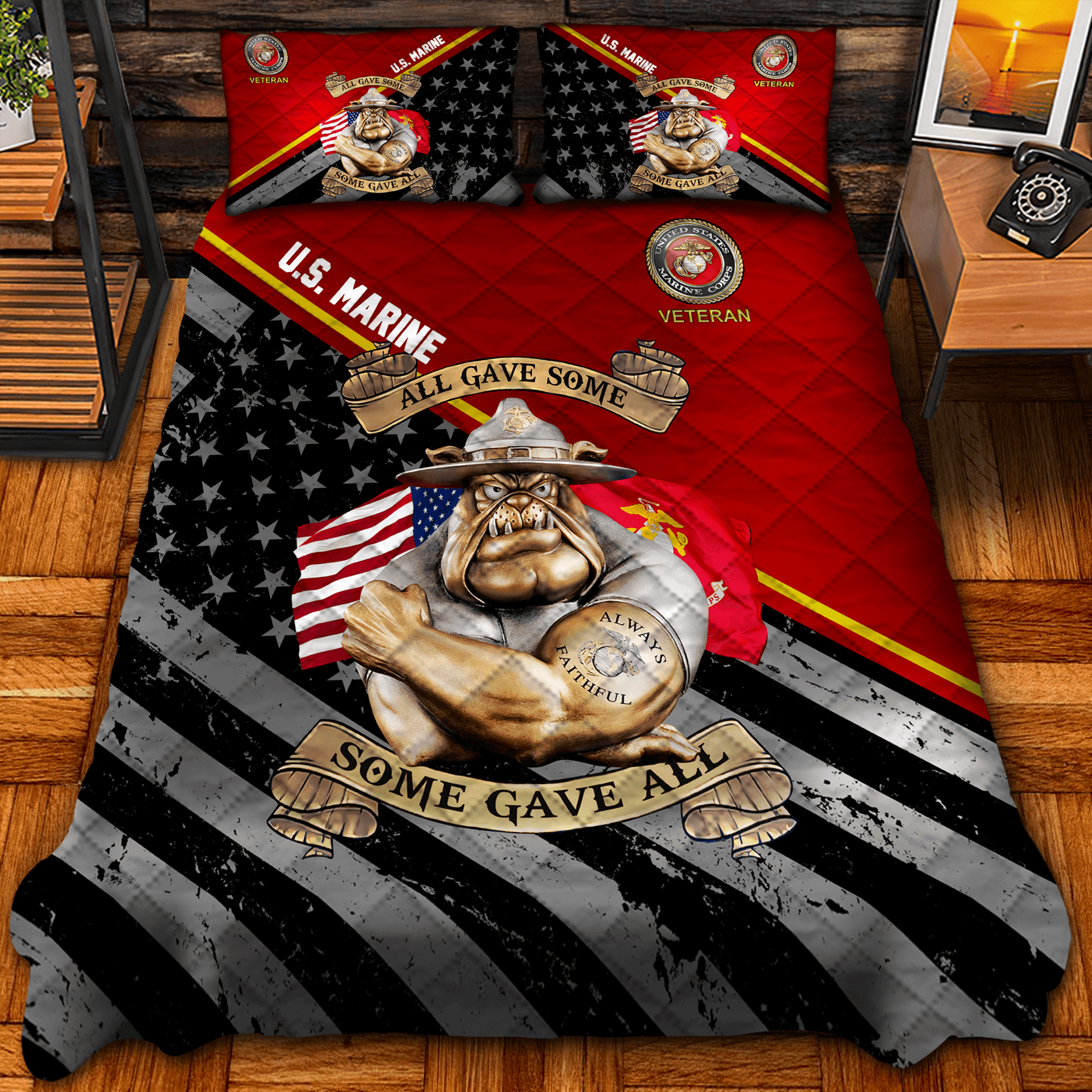 Premium Multiple US Military Services Veteran Bedding Set PVC231102