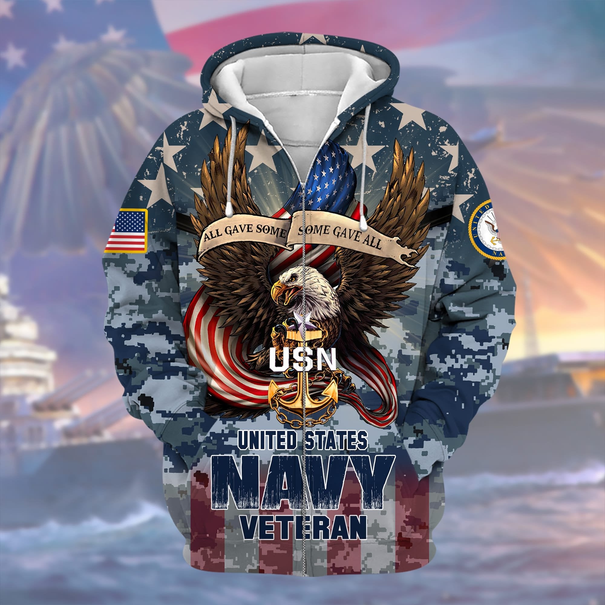 Premium Multiple US Military Services Veteran Zip Hoodie PVC301101