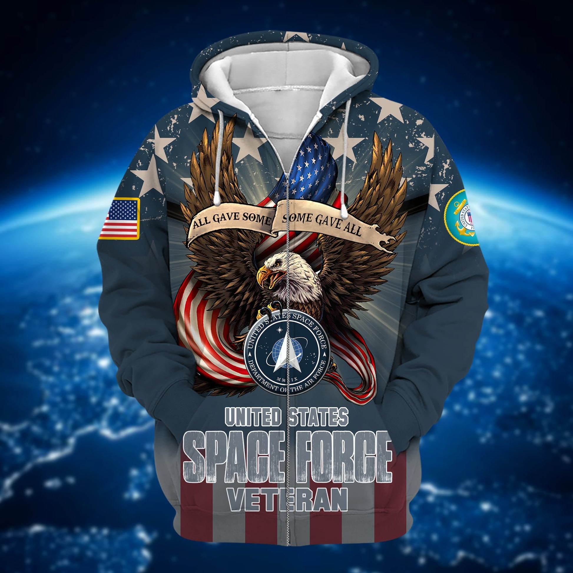 Premium Multiple US Military Services Veteran Zip Hoodie PVC301101