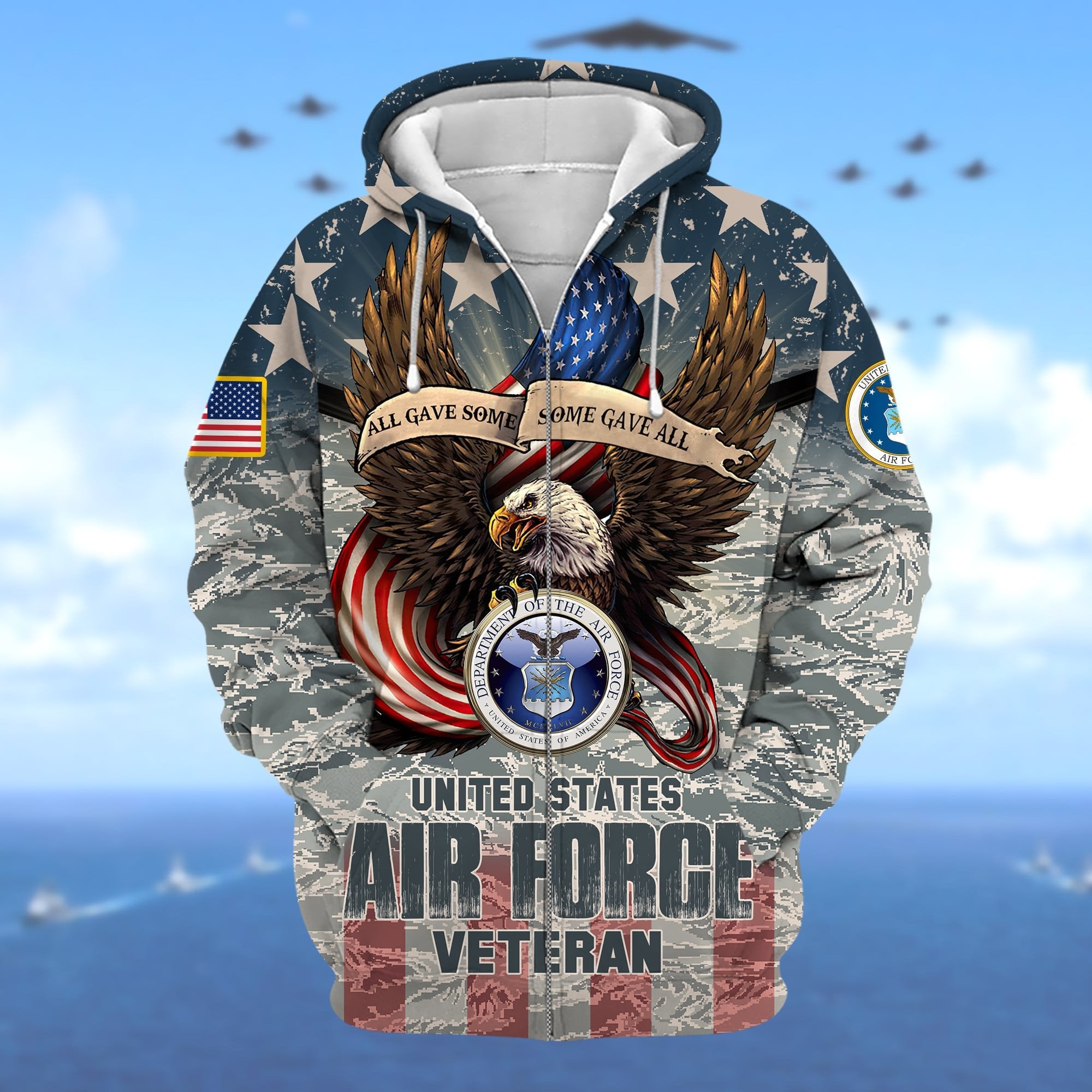 Premium Multiple US Military Services Veteran Zip Hoodie PVC301101