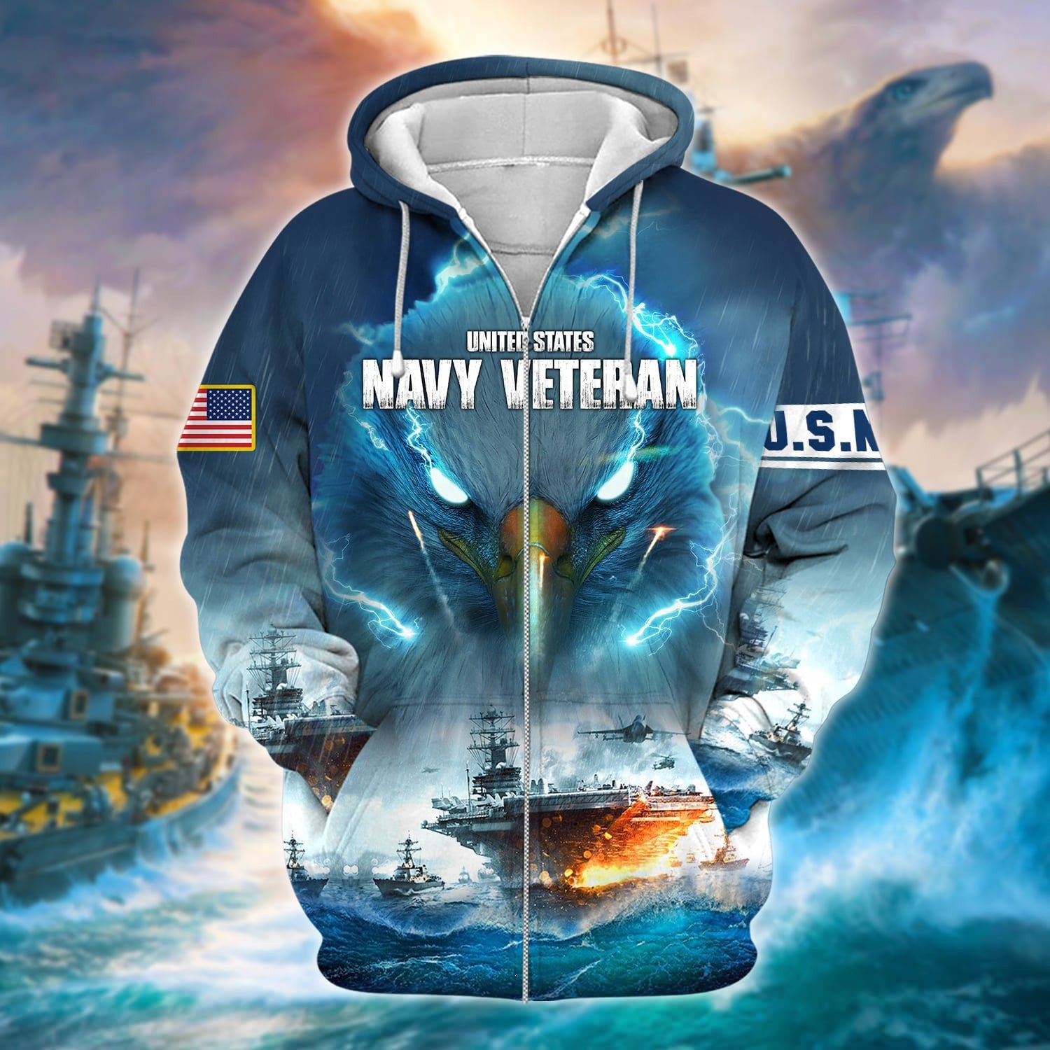Unique U.S. Navy Veteran Zip Hoodie PVC041202