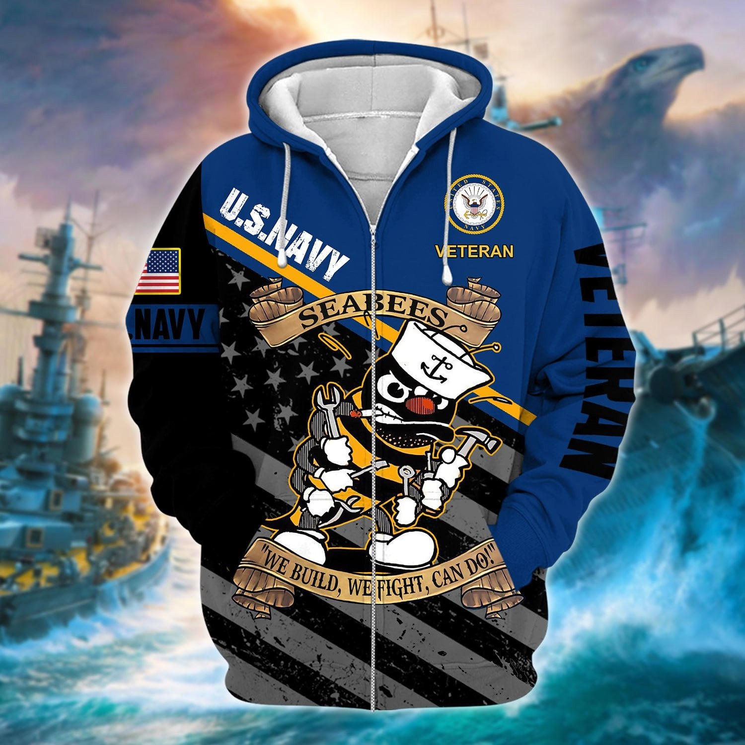 Unique U.S. Navy Veteran Zip Hoodie PVC081205
