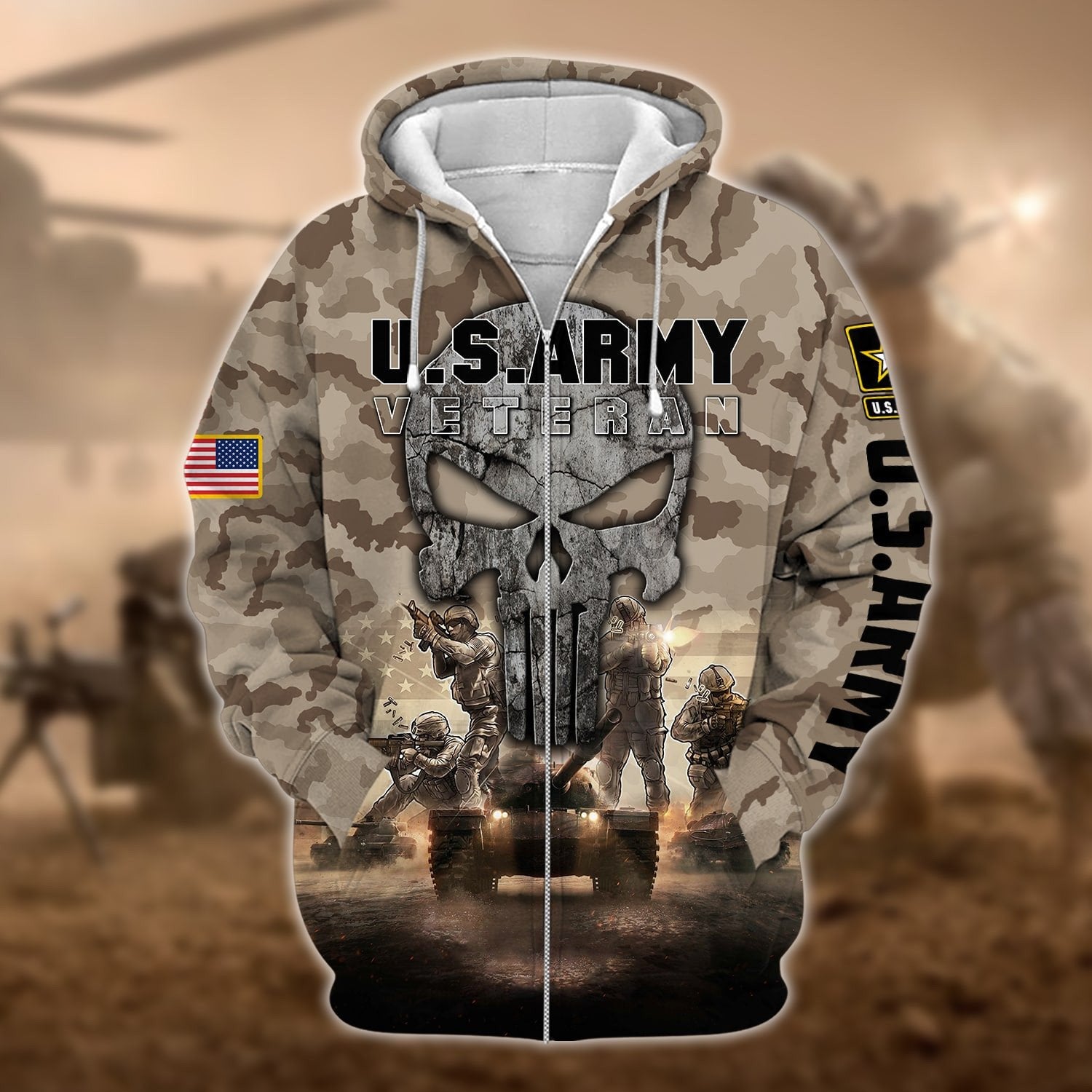 Premium Unique U.S Army Veteran Zip Hoodie PVC011202