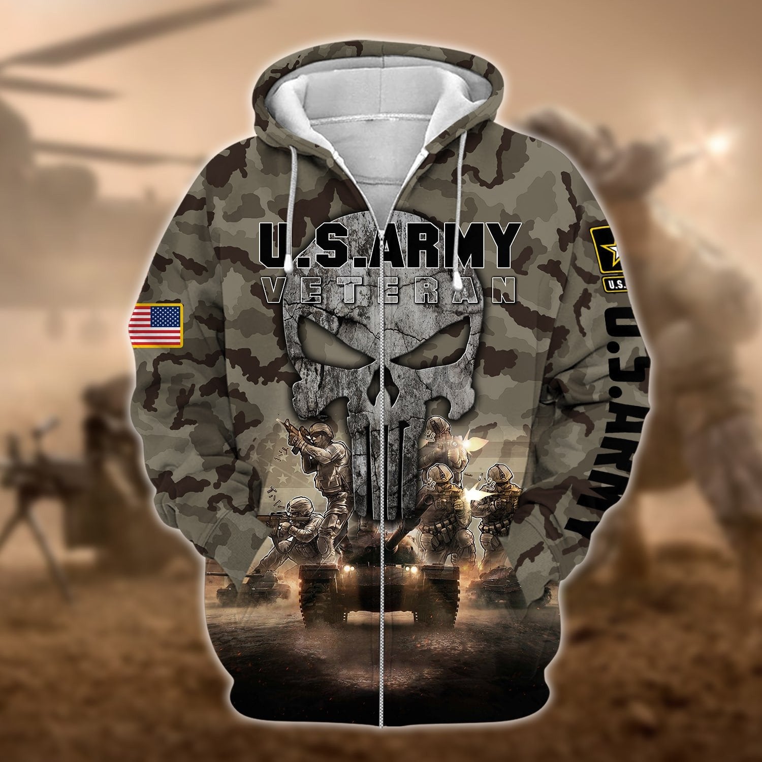 Premium Unique U.S Army Veteran Zip Hoodie PVC011202