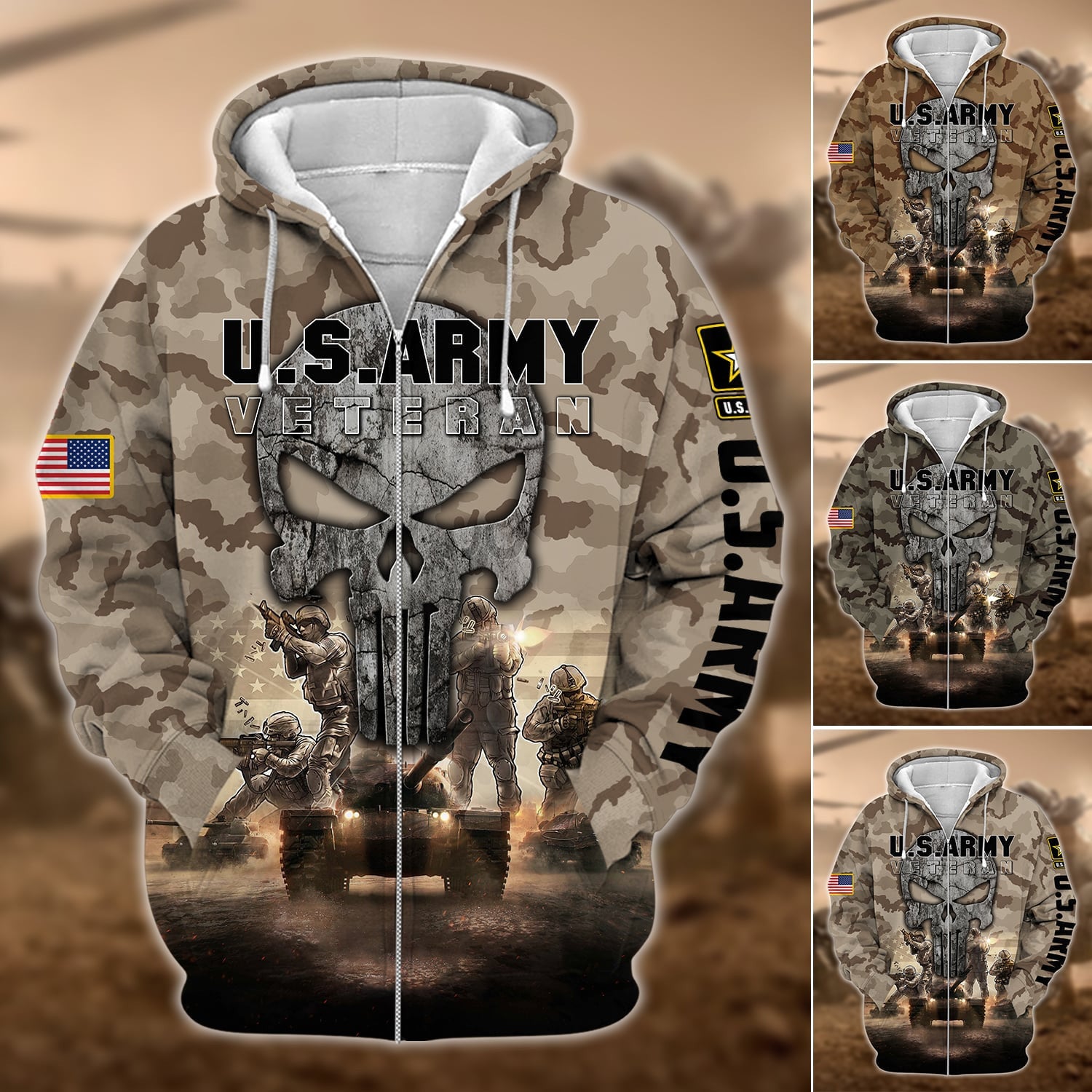 Premium Unique U.S Army Veteran Zip Hoodie PVC011202