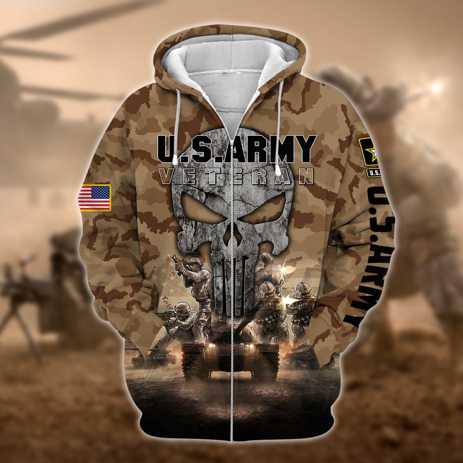 Premium Unique U.S Army Veteran Zip Hoodie PVC011202