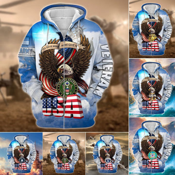 Premium Multiple US Military Services Veteran Zip Hoodie PVC091203