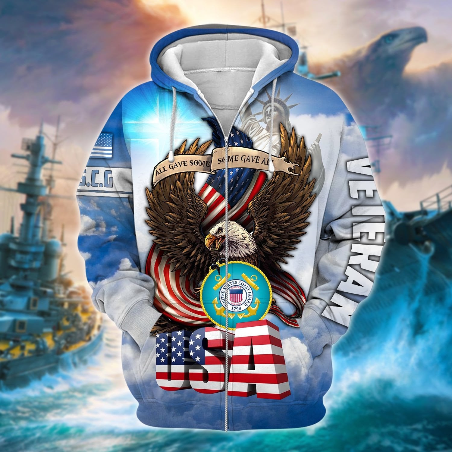 Premium Multiple US Military Services Veteran Zip Hoodie PVC091203