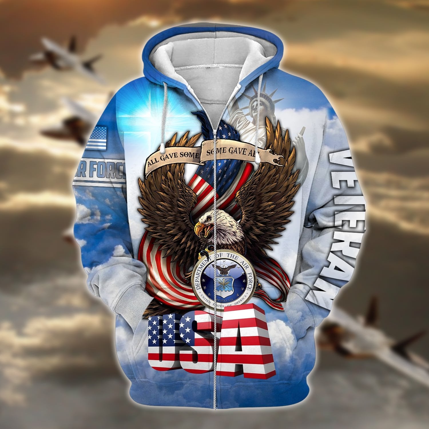 Premium Multiple US Military Services Veteran Zip Hoodie PVC091203
