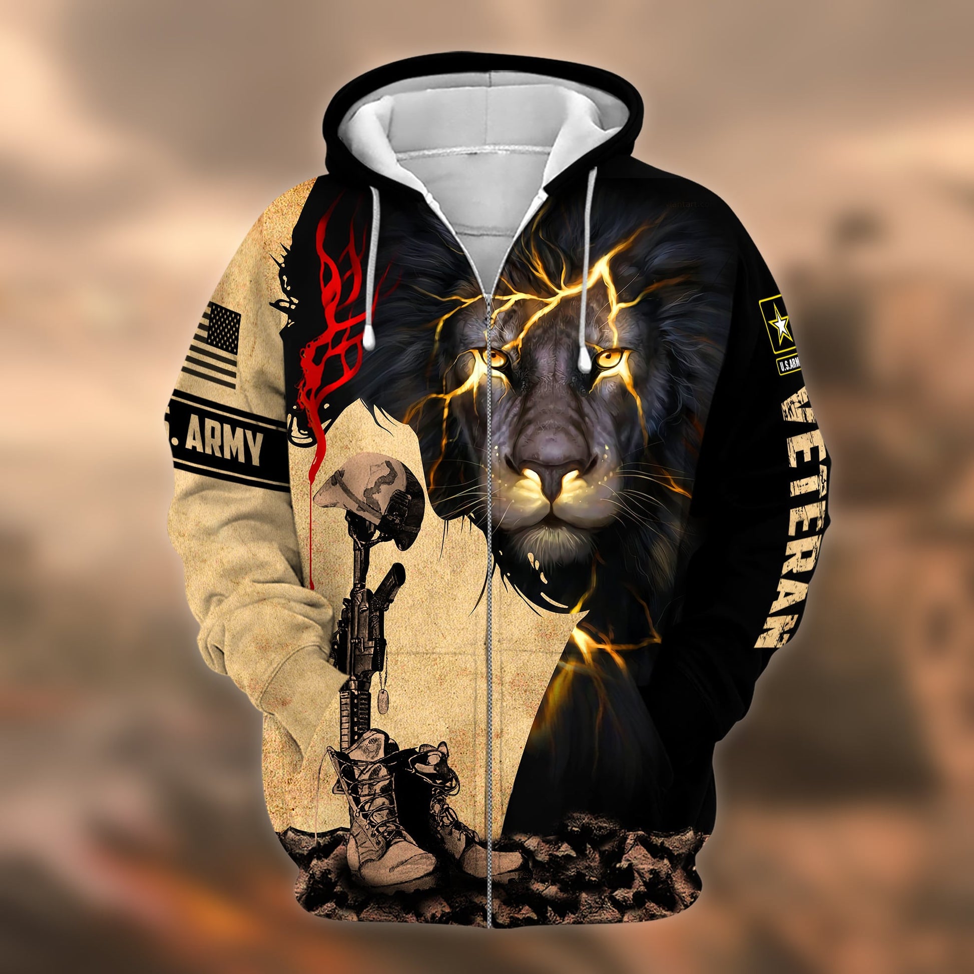 Unique U.S. Army Veteran Zip Hoodie PVC071201