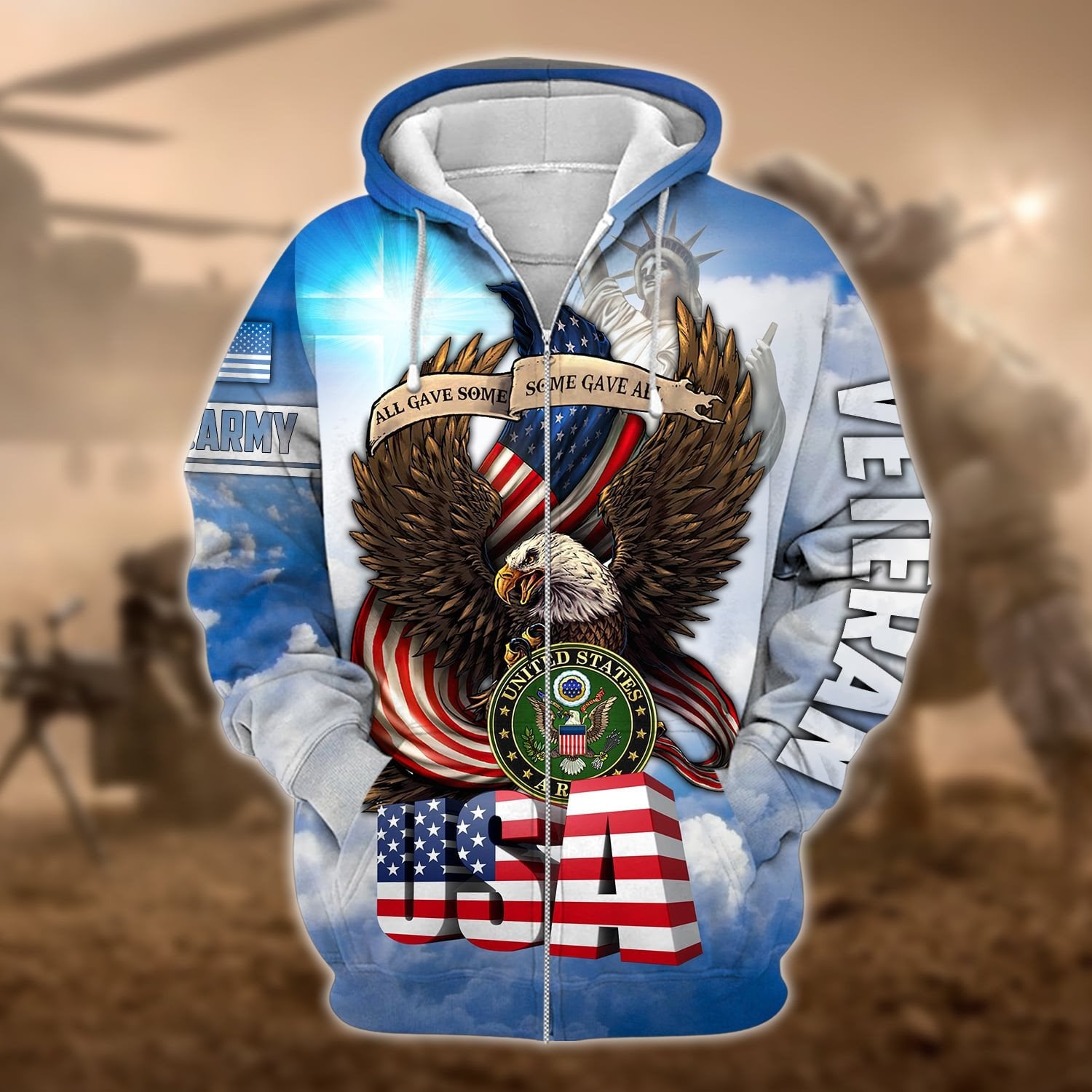 Premium Multiple US Military Services Veteran Zip Hoodie PVC091203