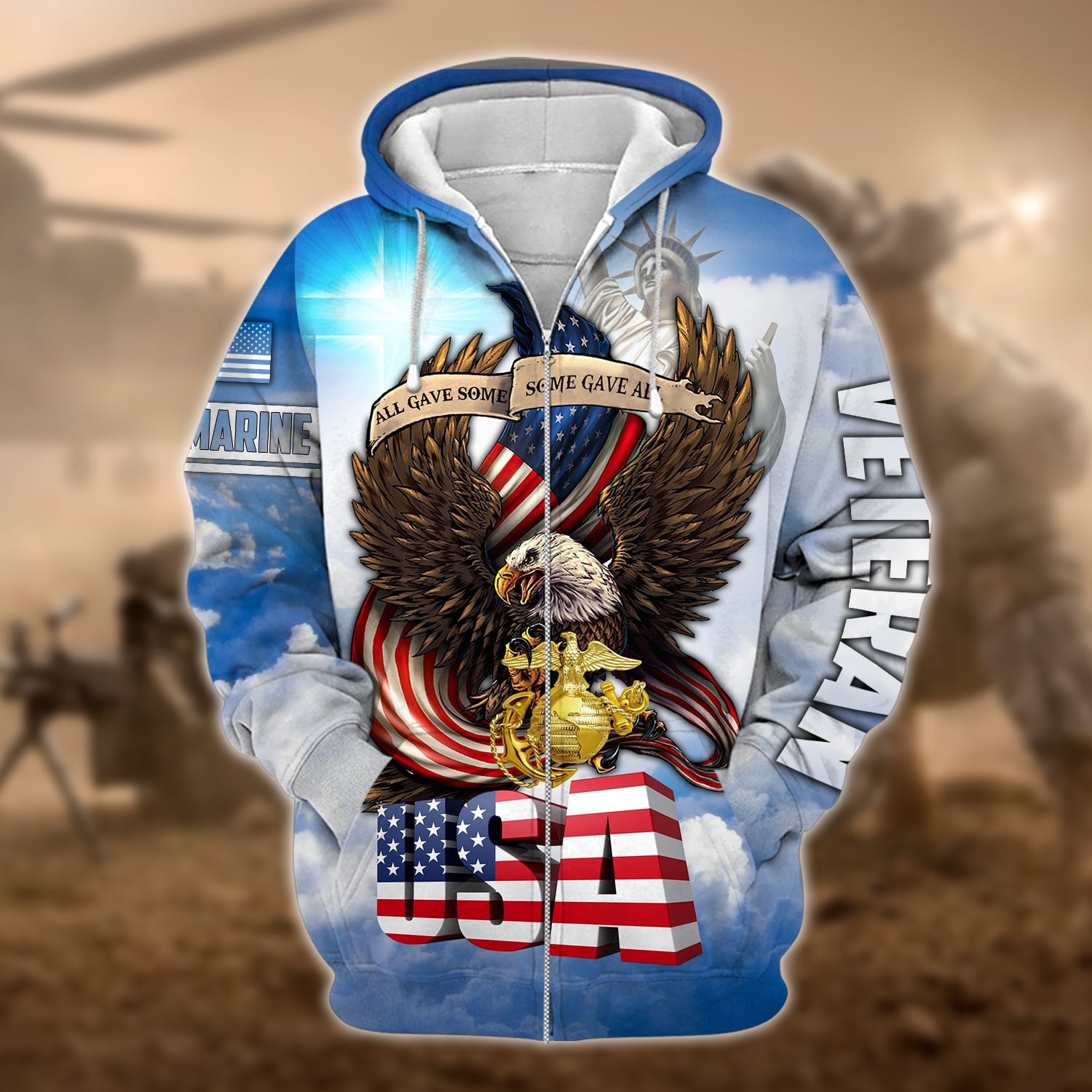 Premium Multiple US Military Services Veteran Zip Hoodie PVC091203