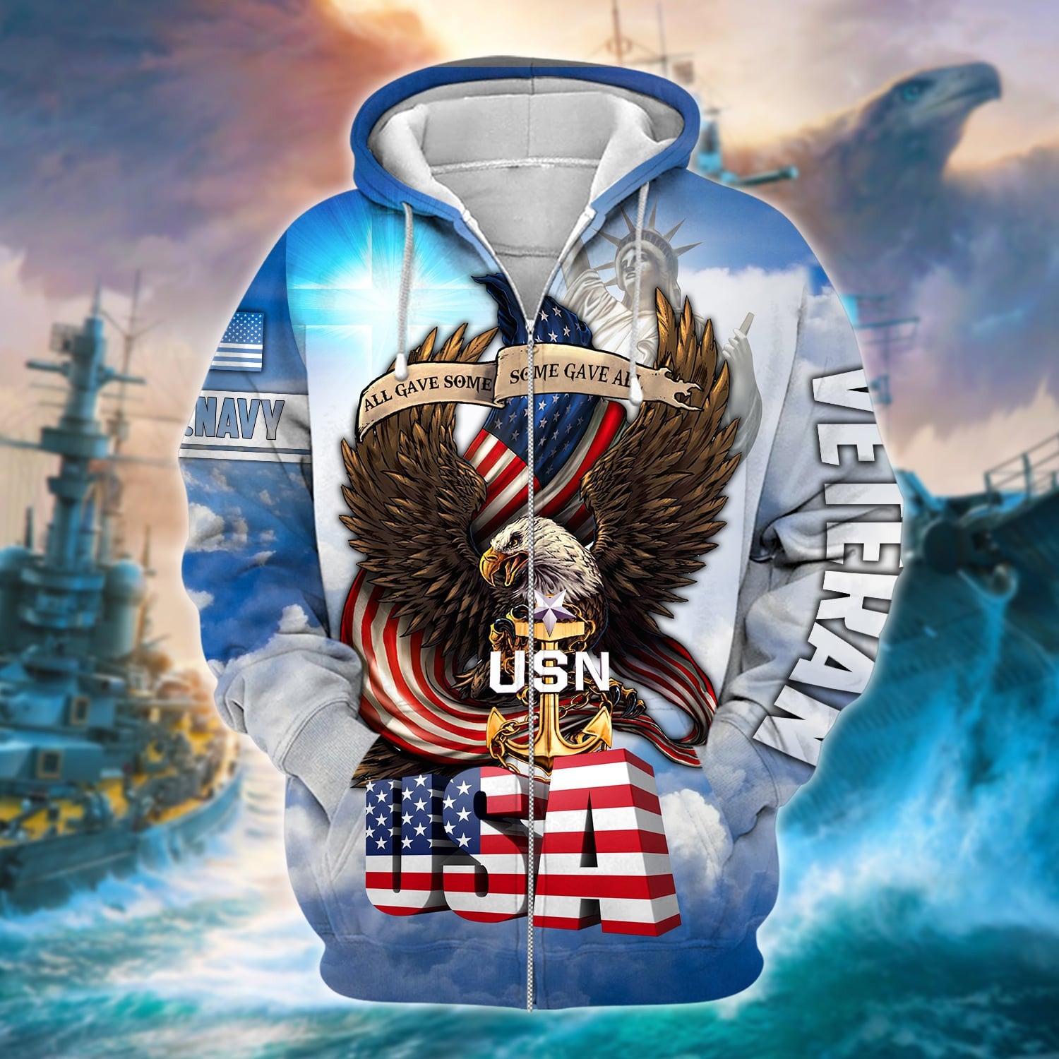 Premium Multiple US Military Services Veteran Zip Hoodie PVC091203